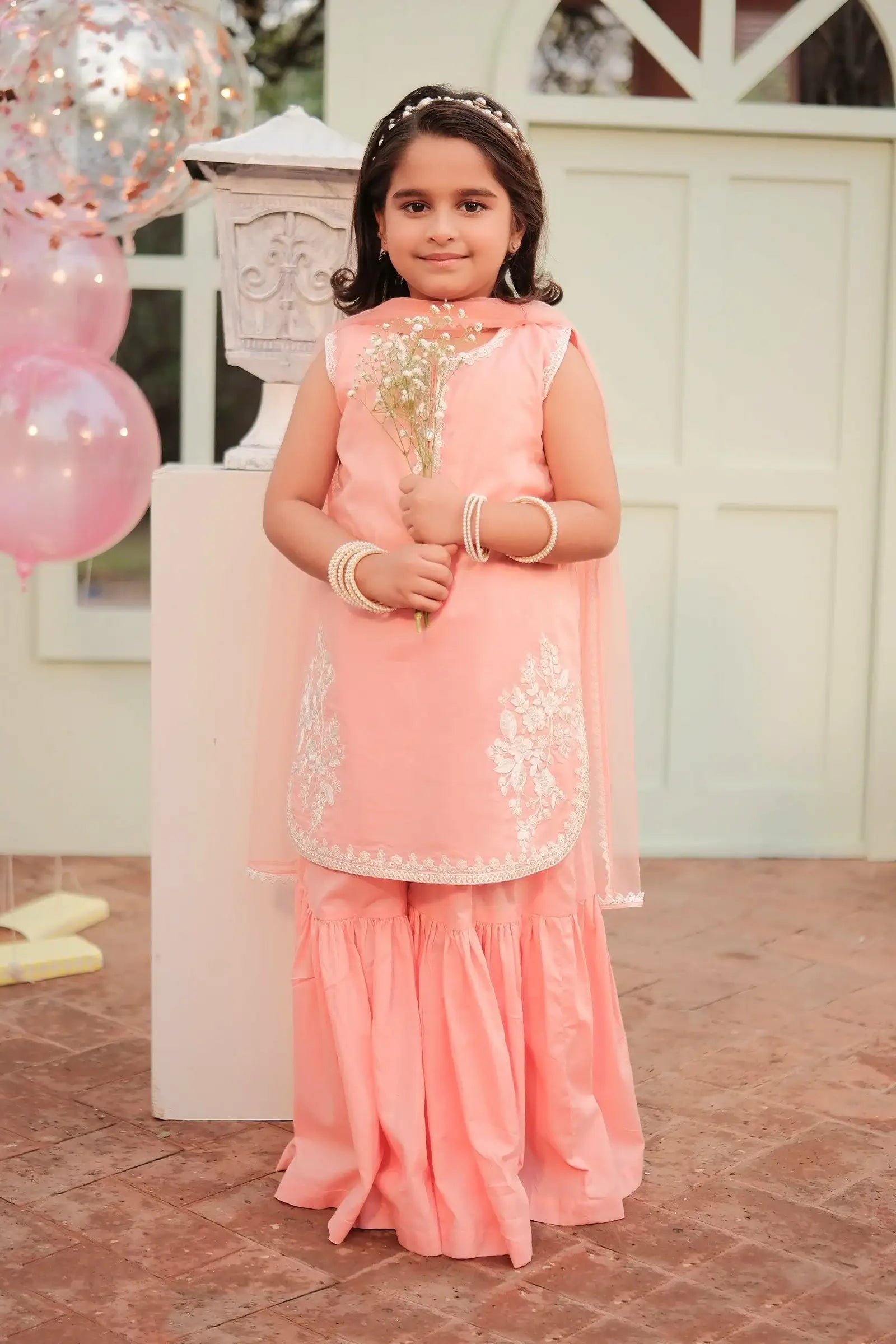 Maria B | Girls | MKD-EF25-60 (Peach) -  Maria B Maria B Kids - Original Designer Dress - House of Maryam