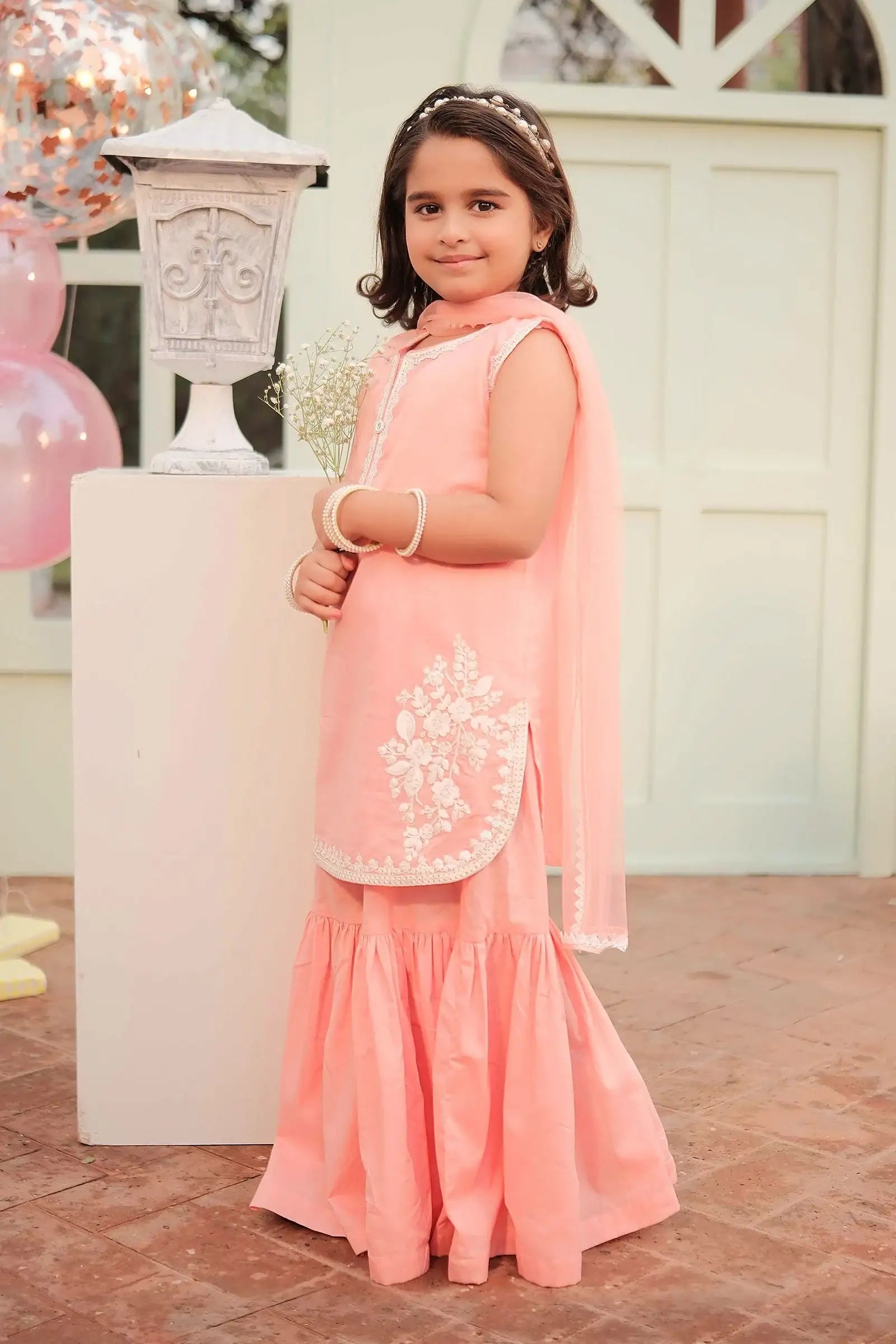 Maria B | Girls | MKD-EF25-60 (Peach) -  Maria B Maria B Kids - Original Designer Dress - House of Maryam