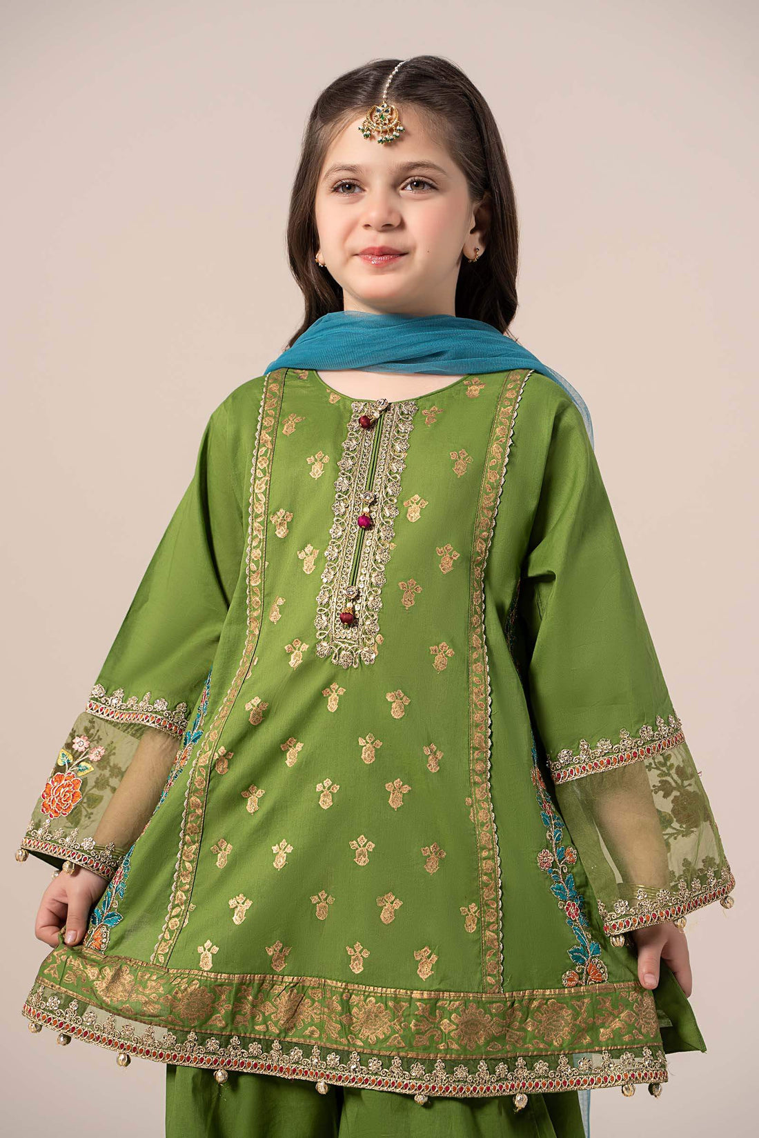 Maria B | Girls | MKD-EF25-24 (Green) -  Maria B Maria B Kids - Original Designer Dress - House of Maryam