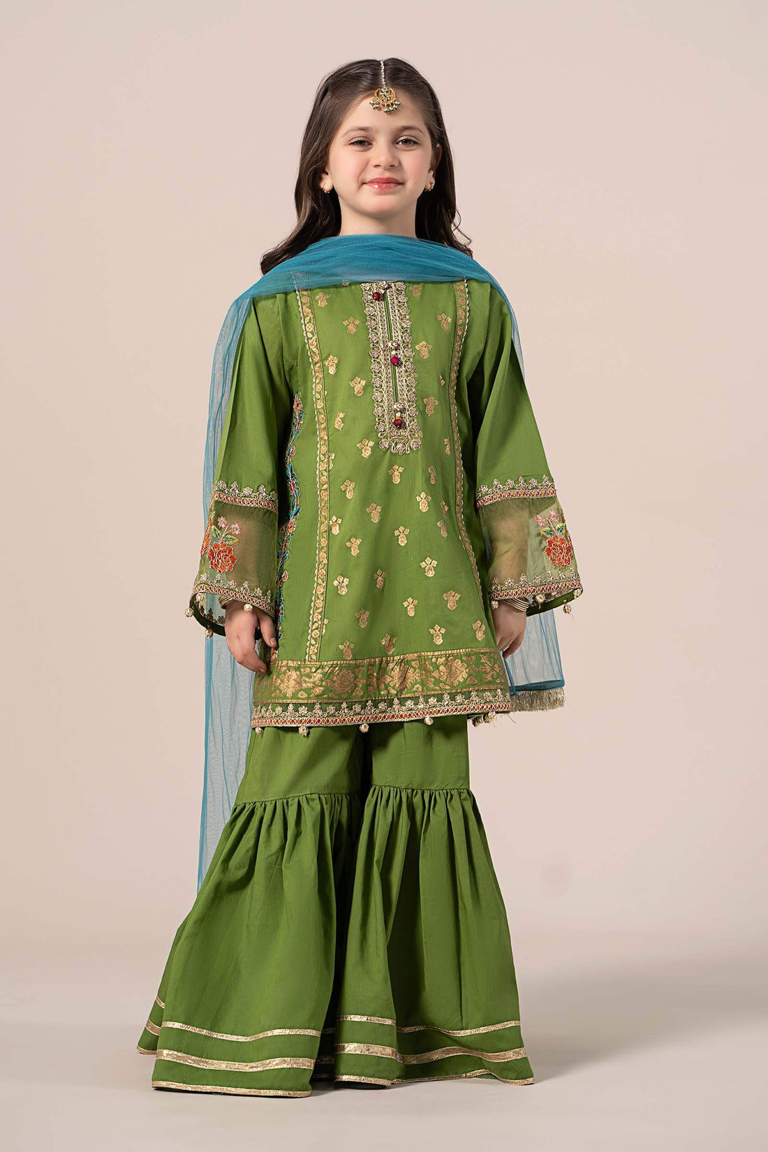 Maria B | Girls | MKD-EF25-24 (Green) -  Maria B Maria B Kids - Original Designer Dress - House of Maryam