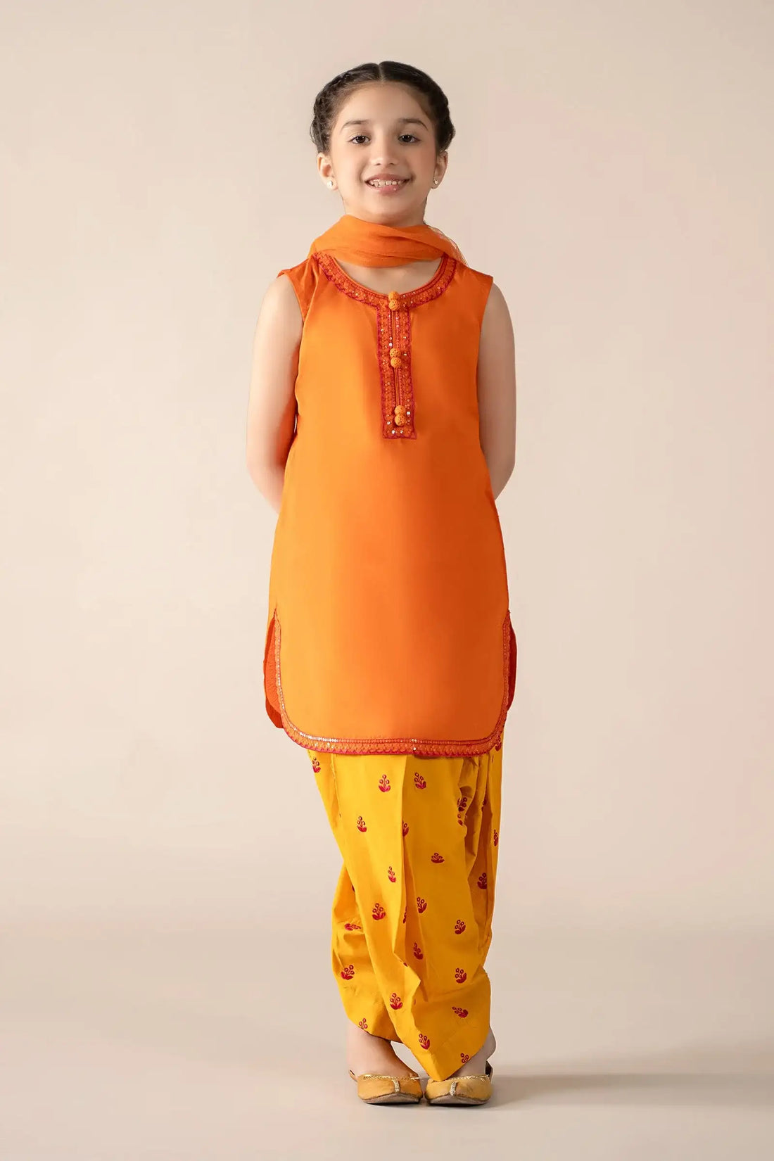 Maria B | Girls | MKD-EF25-54 (Orange) -  Maria B Maria B Kids - Original Designer Dress - House of Maryam