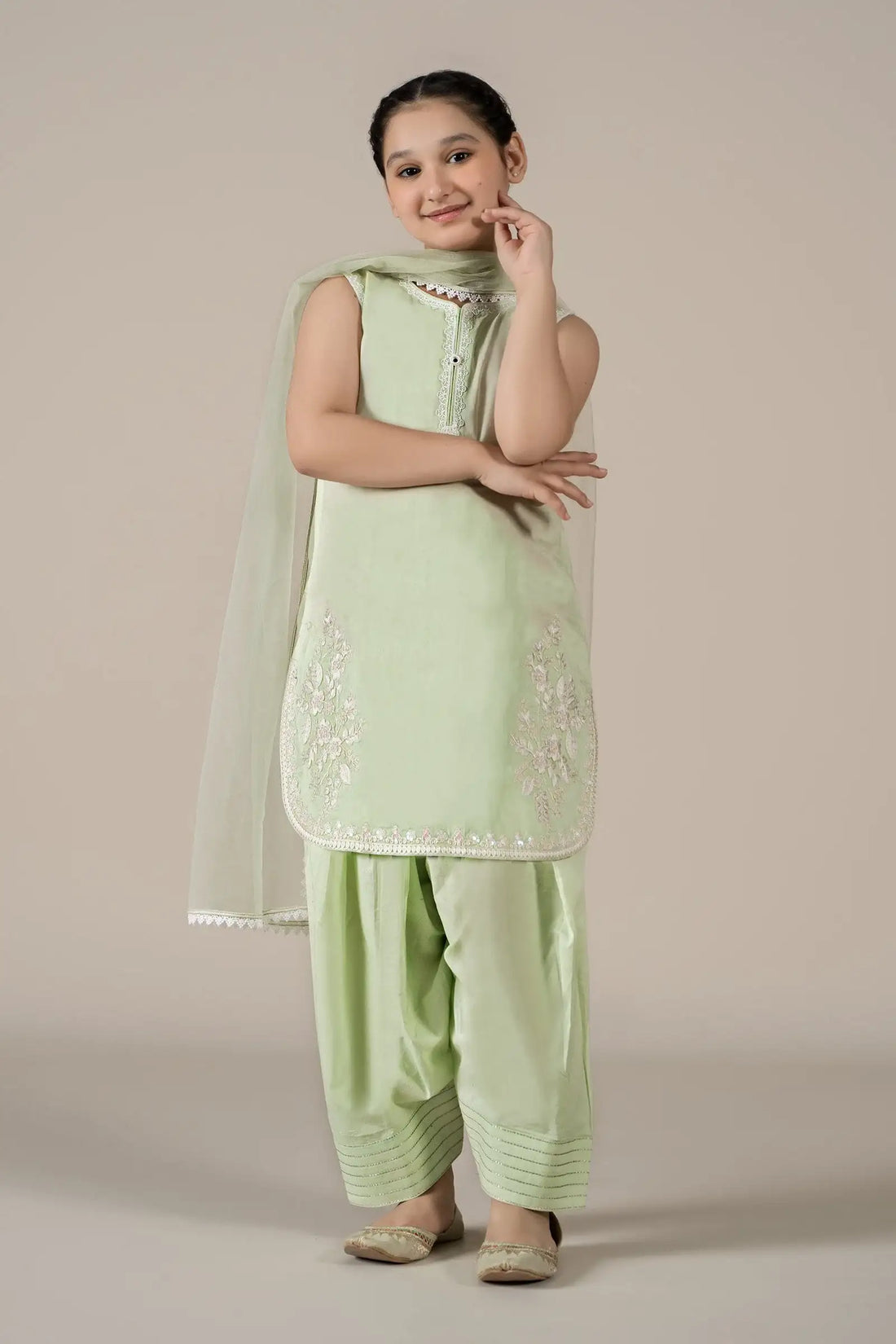 Maria B | Girls | MKD-EF25-60 (Green) -  Maria B Maria B Kids - Original Designer Dress - House of Maryam