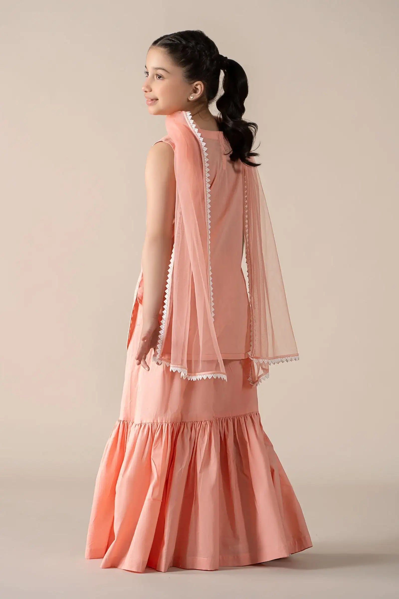 Maria B | Girls | MKD-EF25-60 (Peach) -  Maria B Maria B Kids - Original Designer Dress - House of Maryam