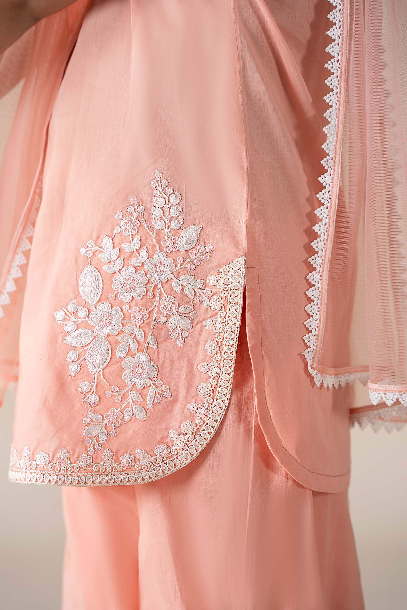 Maria B | Girls | MKD-EF25-60 (Peach) -  Maria B Maria B Kids - Original Designer Dress - House of Maryam