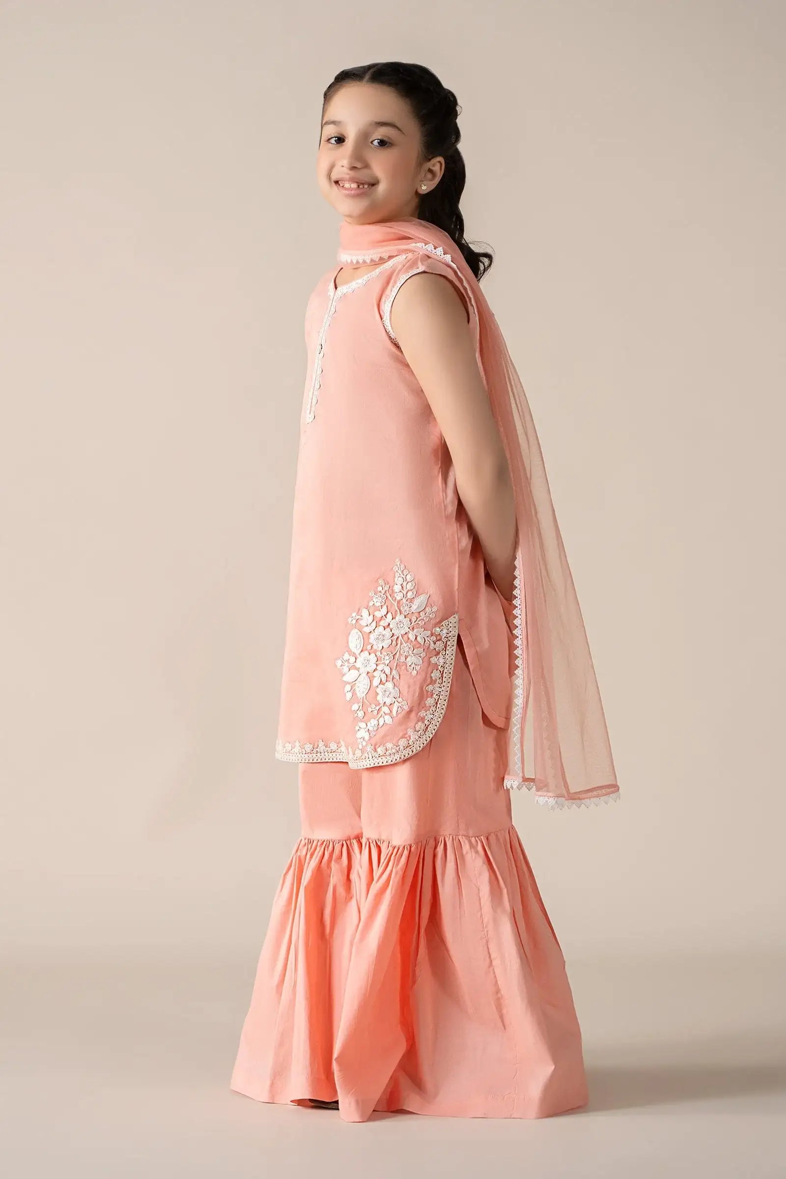 Maria B | Girls | MKD-EF25-60 (Peach) -  Maria B Maria B Kids - Original Designer Dress - House of Maryam
