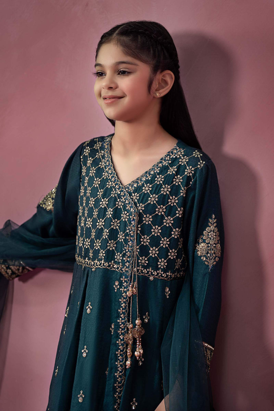 Maria B | Girls | MKD-W24-02 (Teal) -  Maria B Maria B Kids - Original Designer Dress - House of Maryam