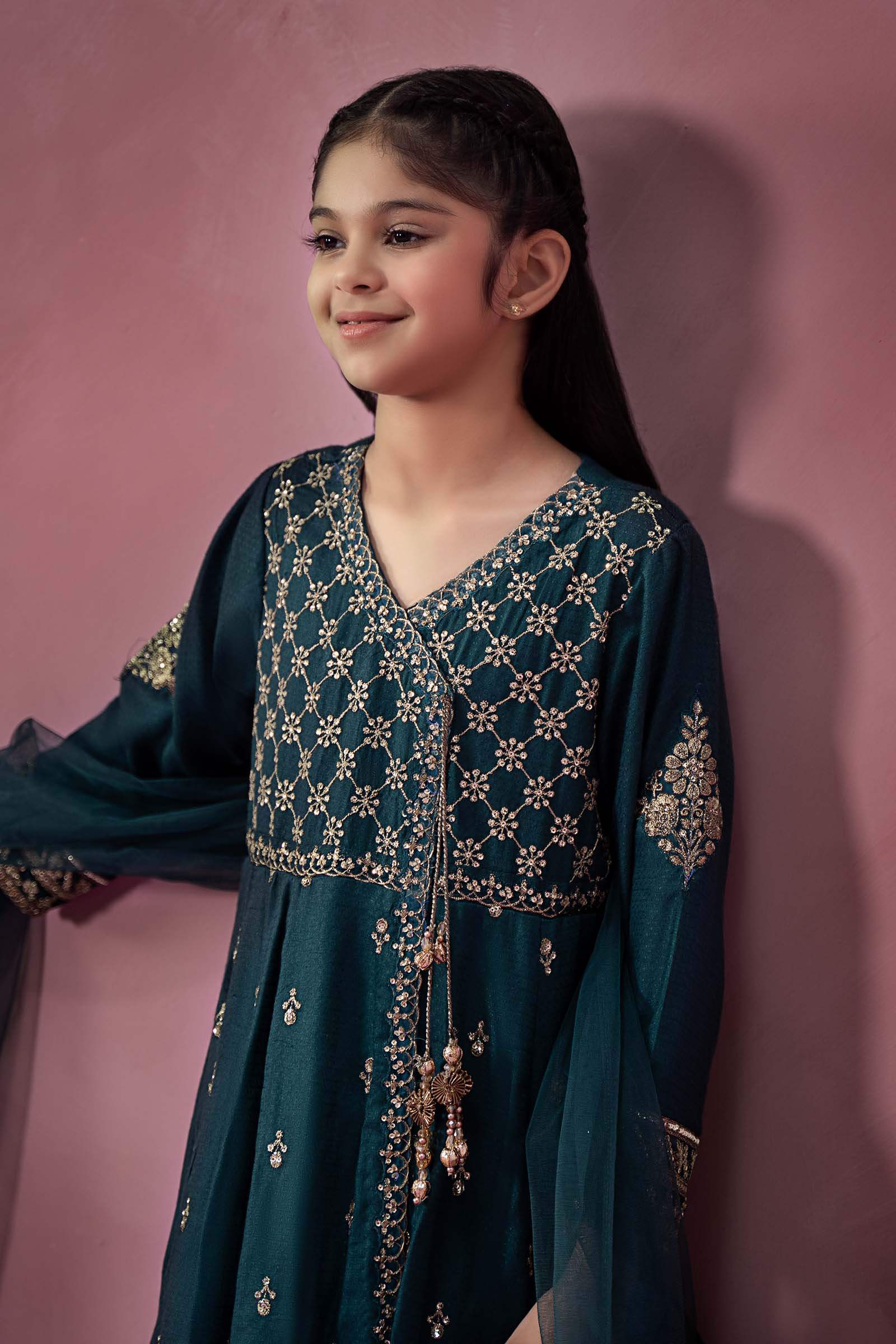 Maria B | Girls | MKD-W24-02 (Teal) -  Maria B Maria B Kids - Original Designer Dress - House of Maryam