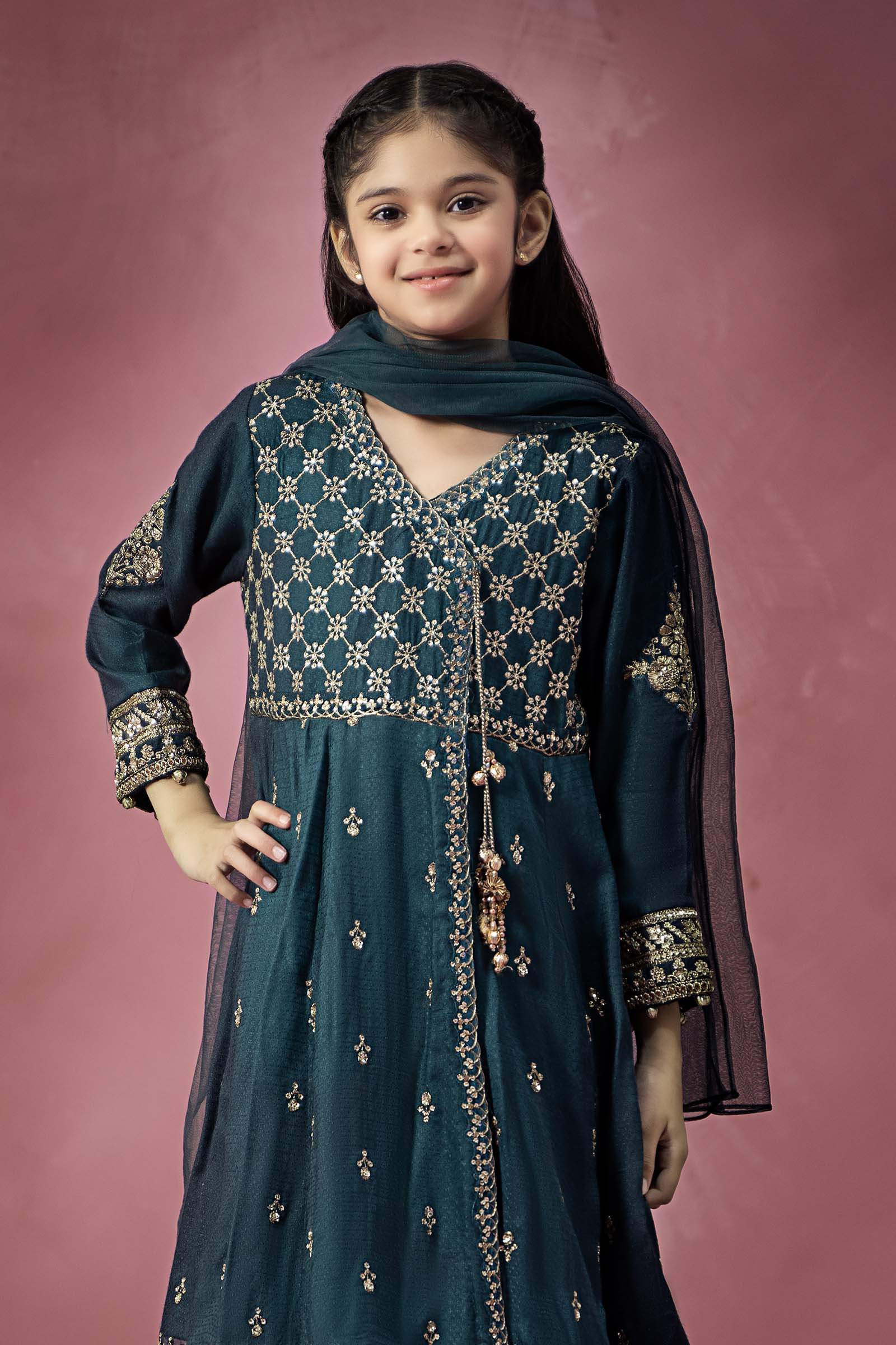 Maria B | Girls | MKD-W24-02 (Teal) -  Maria B Maria B Kids - Original Designer Dress - House of Maryam