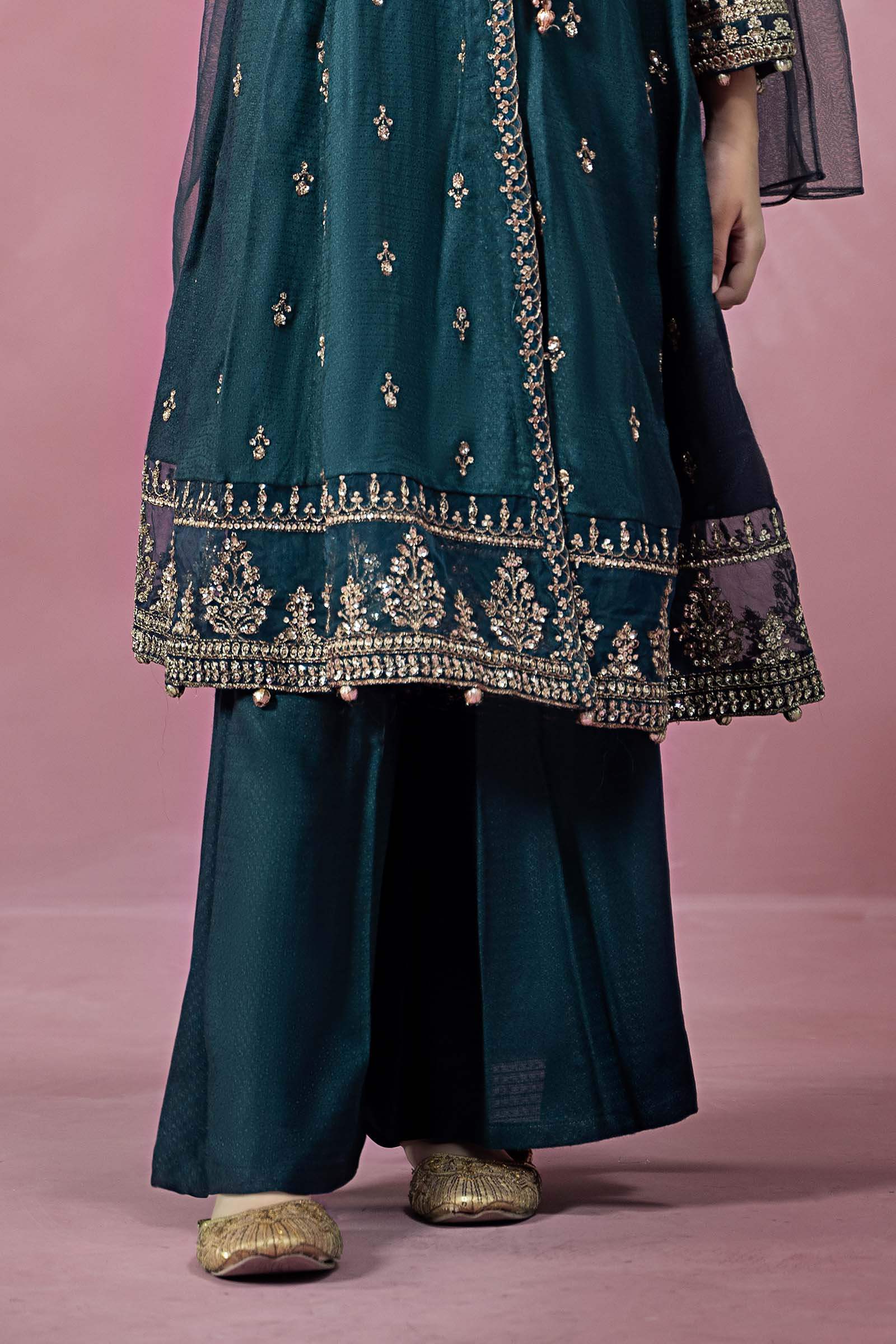 Maria B | Girls | MKD-W24-02 (Teal) -  Maria B Maria B Kids - Original Designer Dress - House of Maryam