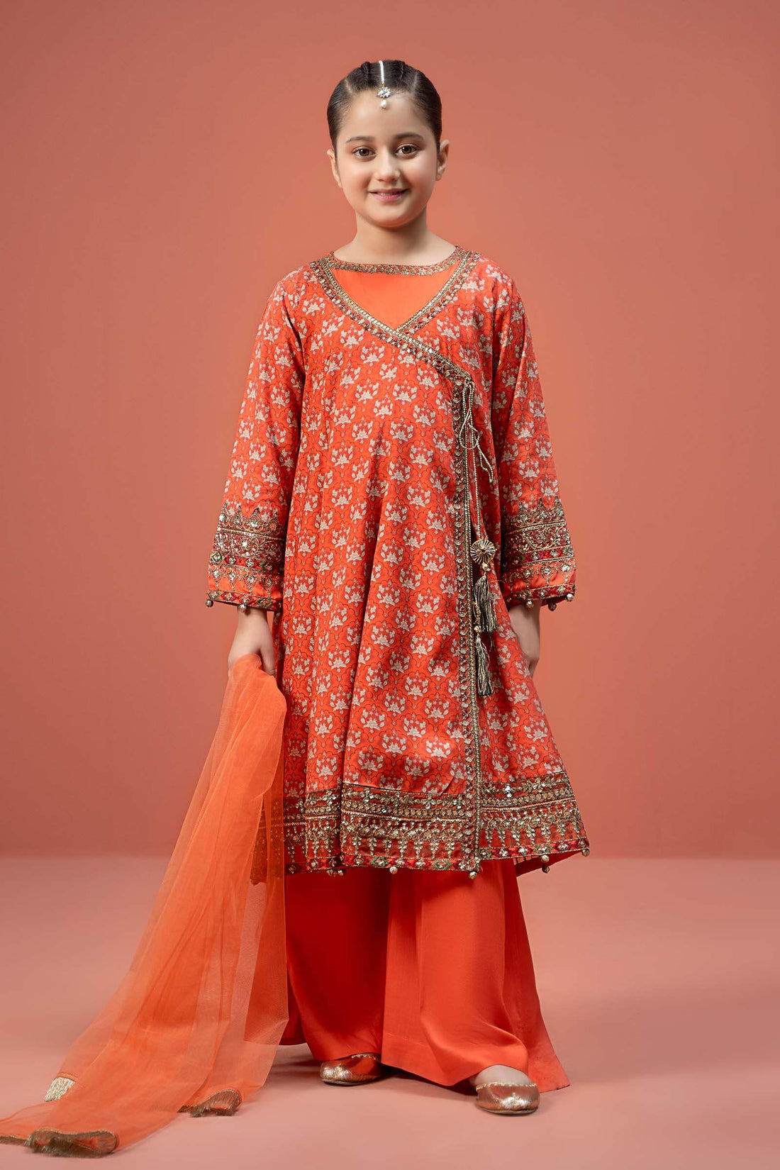 Maria B | Girls | MKD-W24-16 (Orange) -  Maria B Maria B Kids - Original Designer Dress - House of Maryam