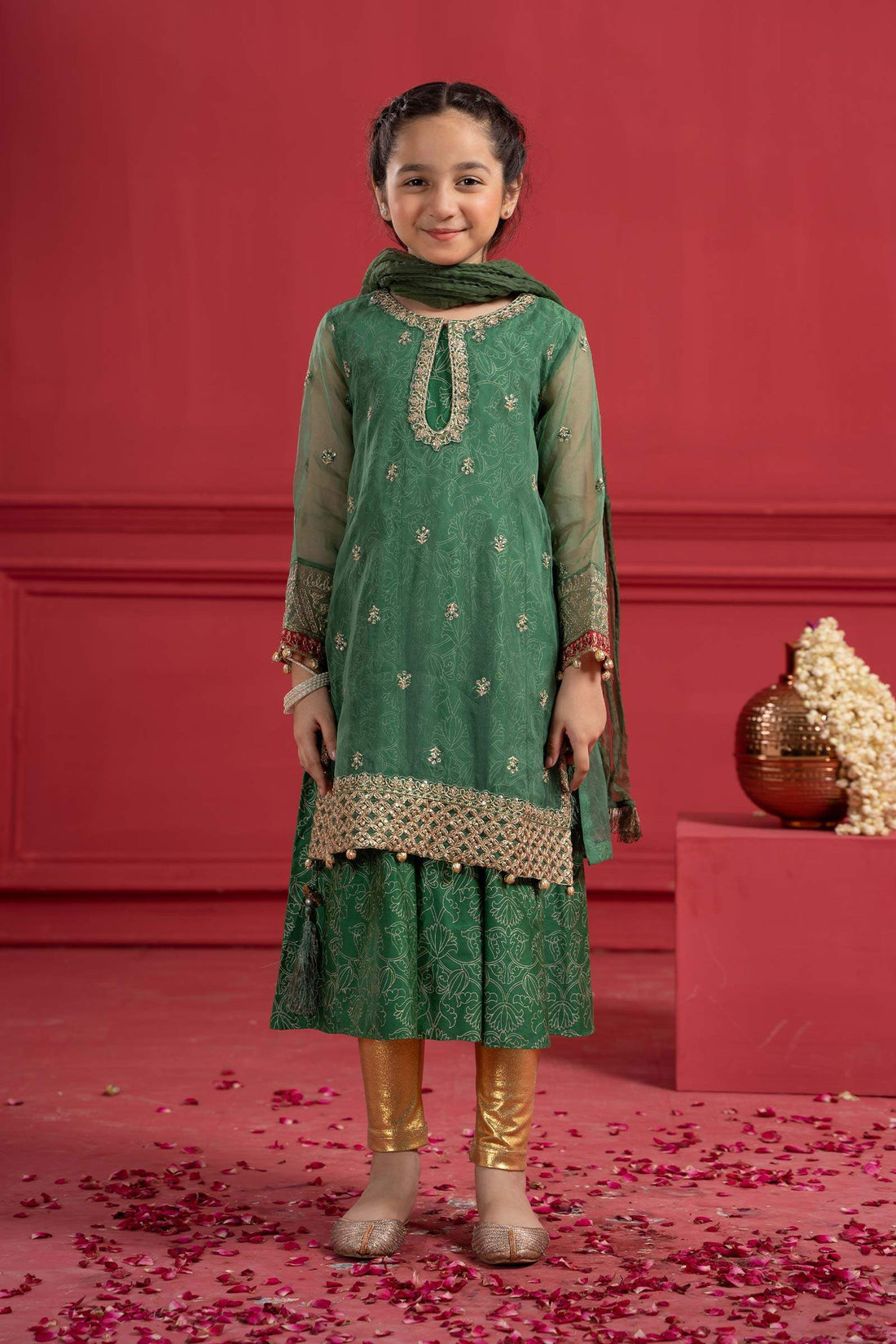 Maria B | Girls | MKS-W23-21 (Green) -  Maria B Maria B Kids - Original Designer Dress - House of Maryam