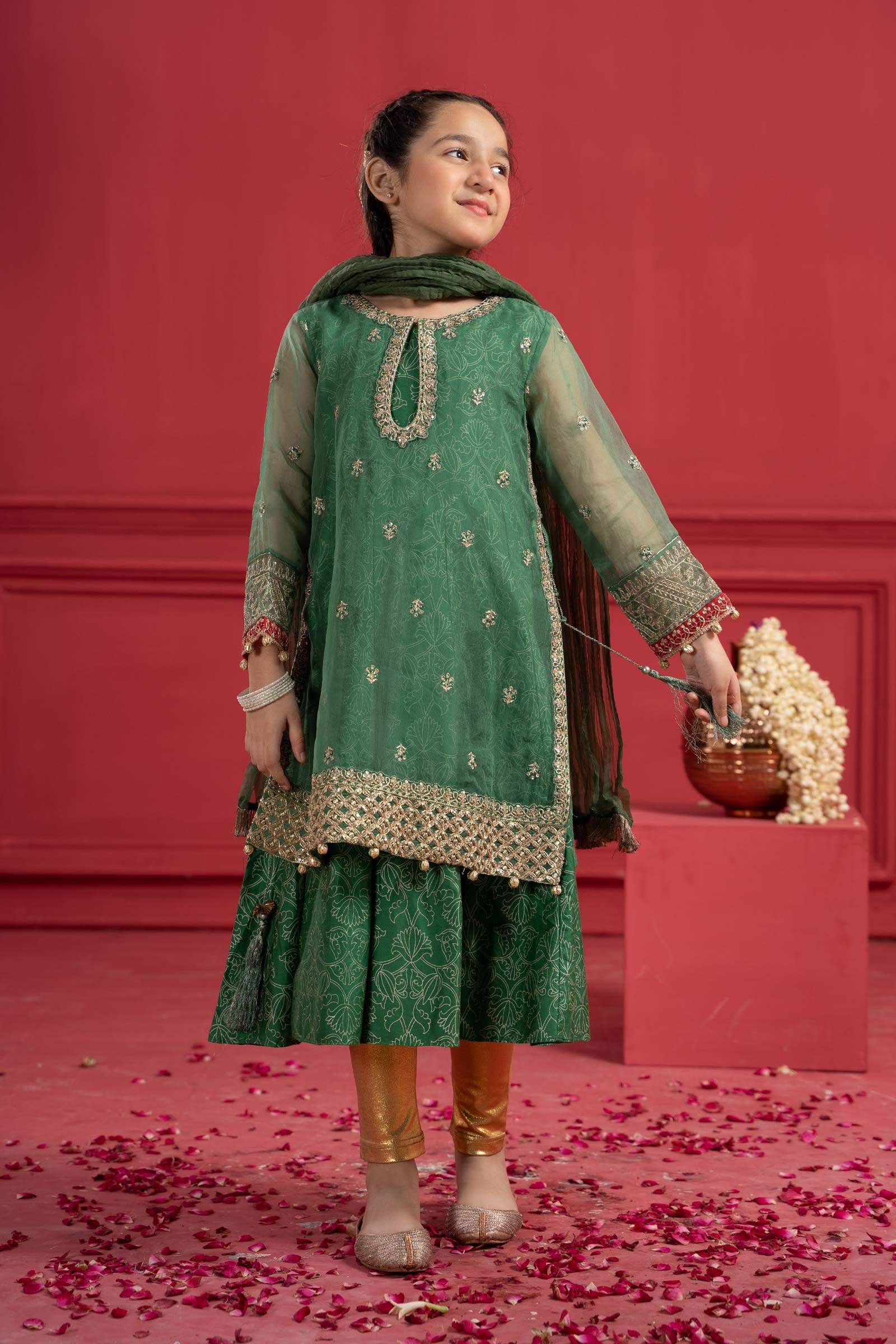 Maria B | Girls | MKS-W23-21 (Green) -  Maria B Maria B Kids - Original Designer Dress - House of Maryam