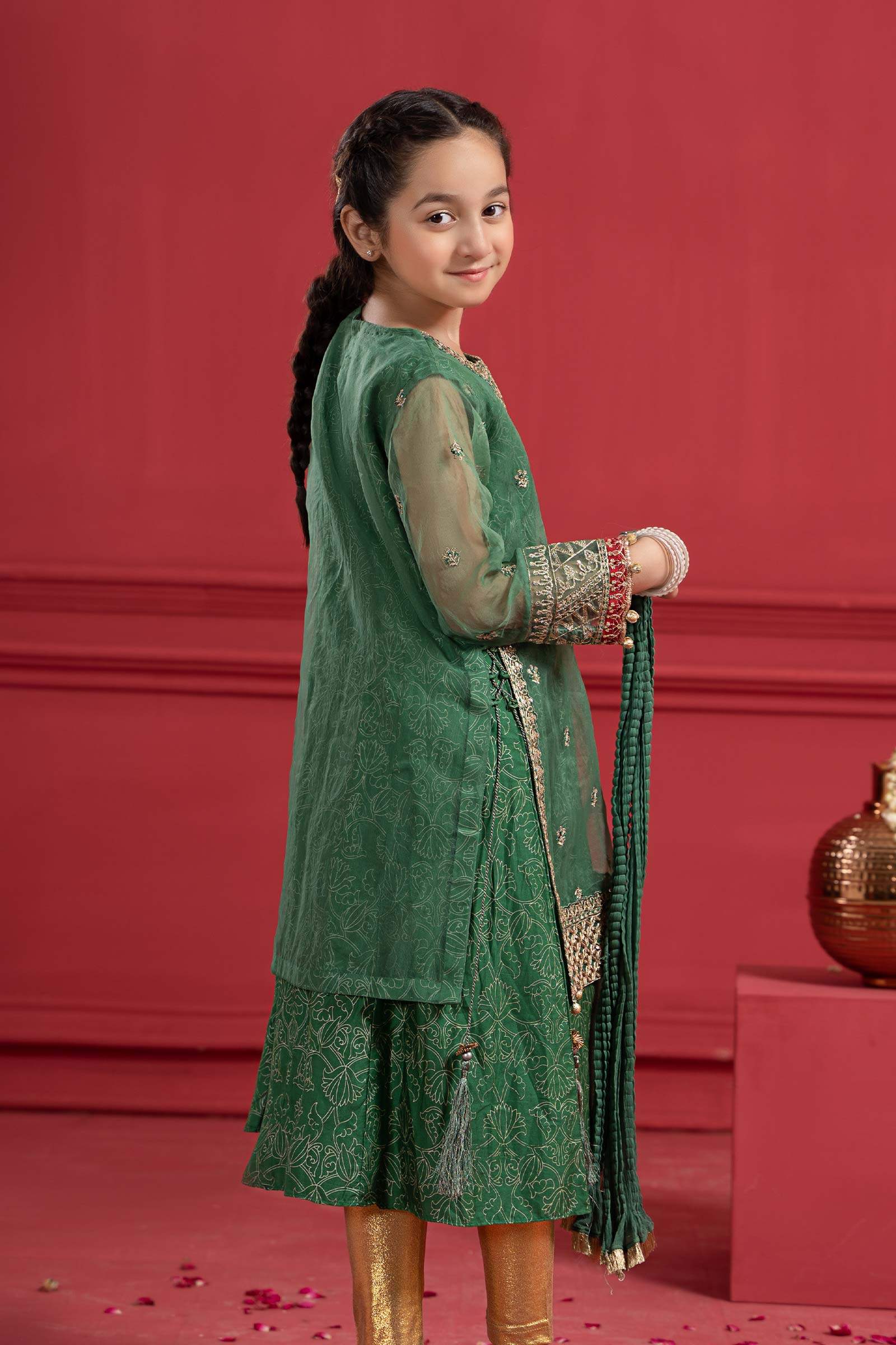 Maria B | Girls | MKS-W23-21 (Green) -  Maria B Maria B Kids - Original Designer Dress - House of Maryam