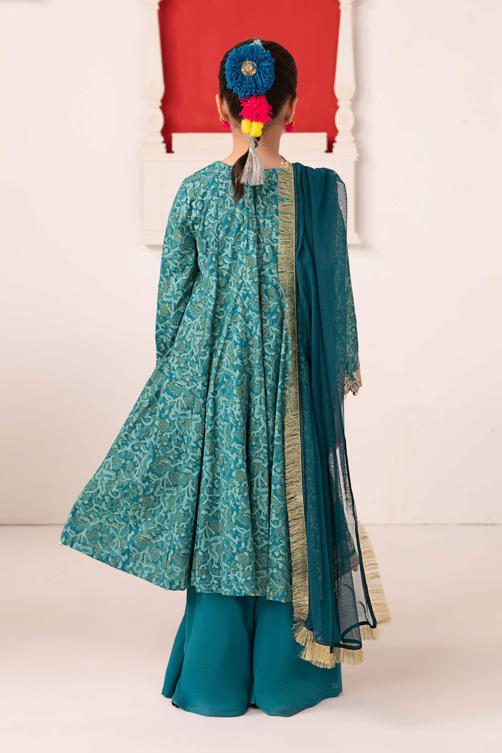 Maria B | Girls | MKS-EA24-05 (Teal) -  Maria B Maria B Kids - Original Designer Dress - House of Maryam