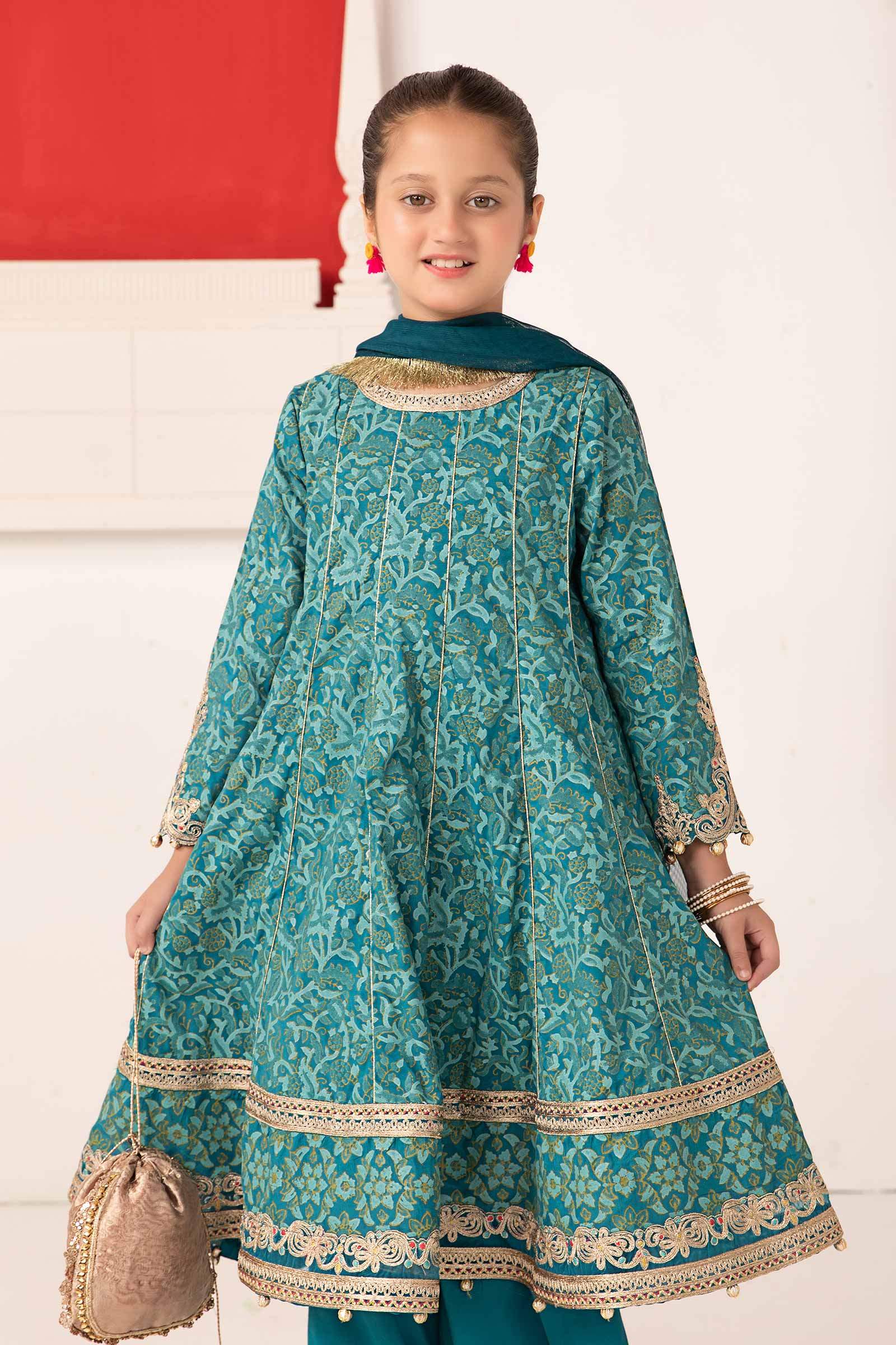 Maria B | Girls | MKS-EA24-05 (Teal) -  Maria B Maria B Kids - Original Designer Dress - House of Maryam