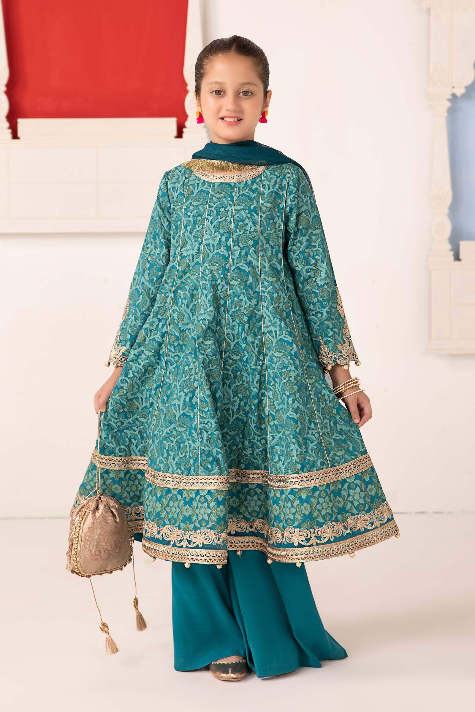 Maria B | Girls | MKS-EA24-05 (Teal) -  Maria B Maria B Kids - Original Designer Dress - House of Maryam