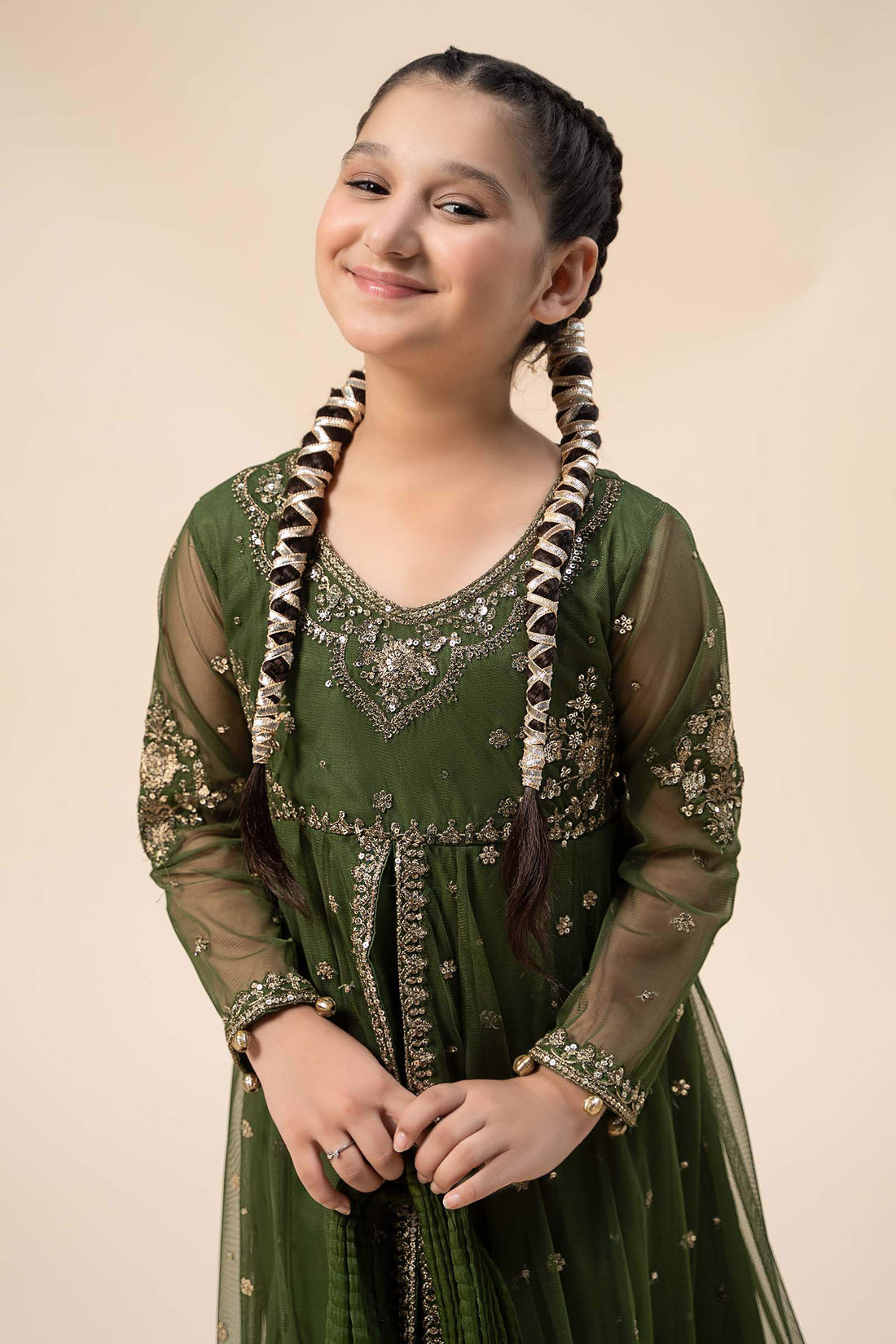 Maria B | Girls | MKS-W24-25 (Green) -  Maria B Maria B Kids - Original Designer Dress - House of Maryam