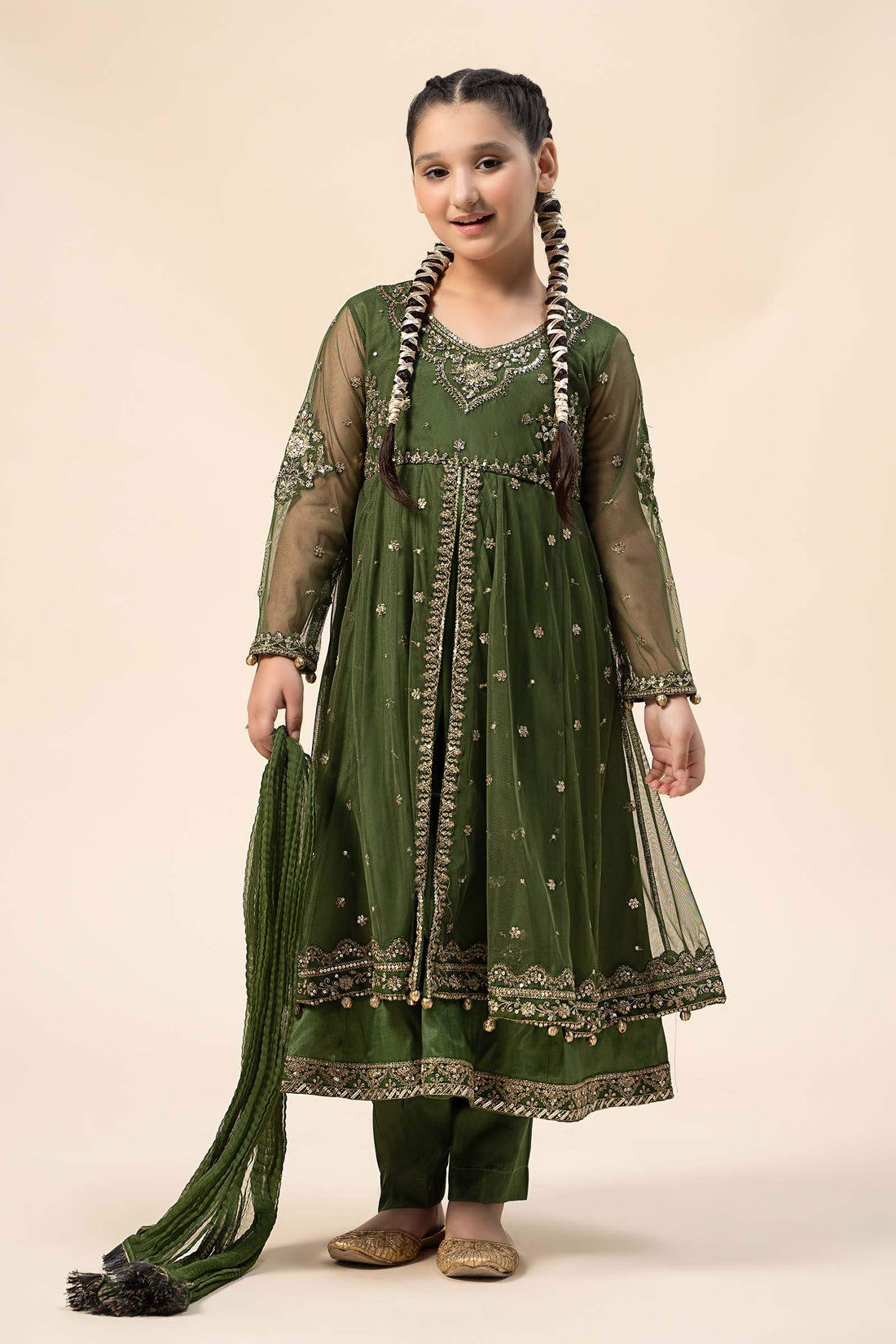 Maria B | Girls | MKS-W24-25 (Green) -  Maria B Maria B Kids - Original Designer Dress - House of Maryam