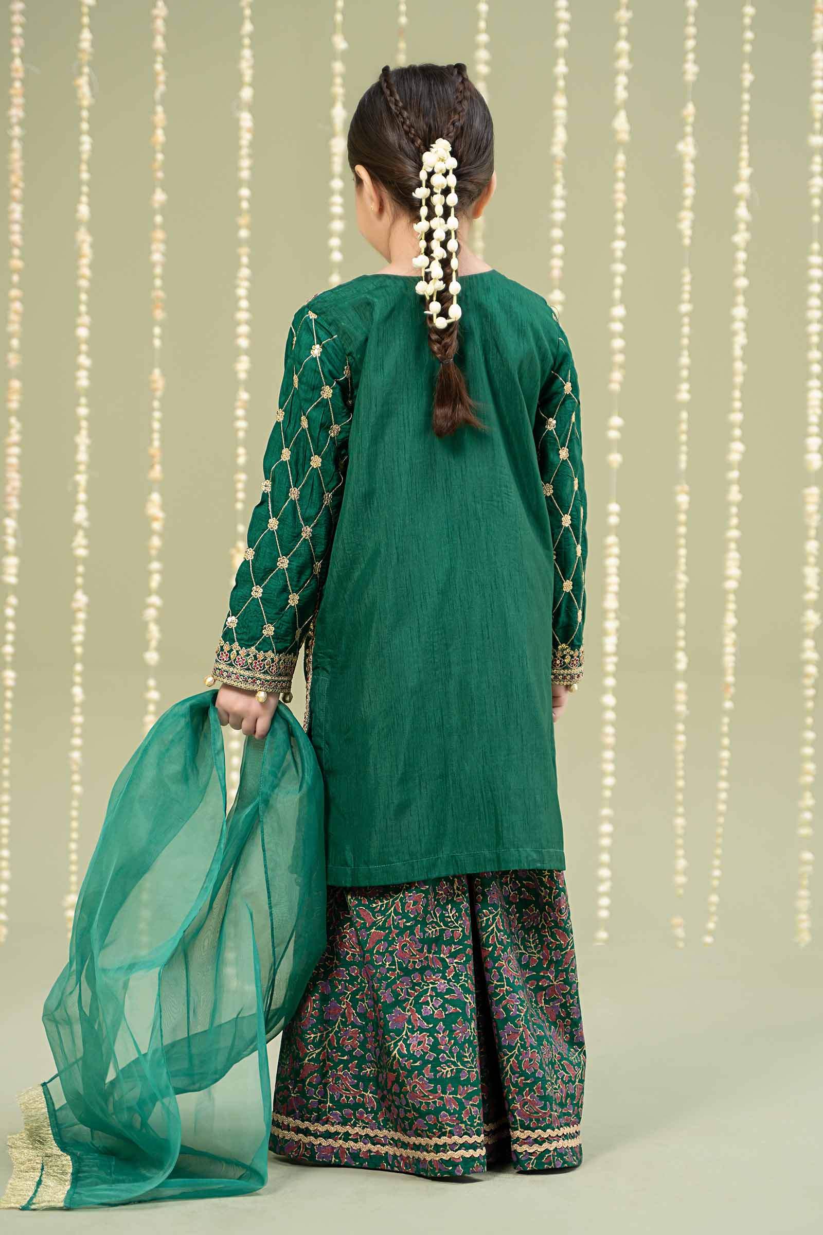 Maria B | Girls | MKS-W24-28 (Green) -  Maria B Maria B Kids - Original Designer Dress - House of Maryam