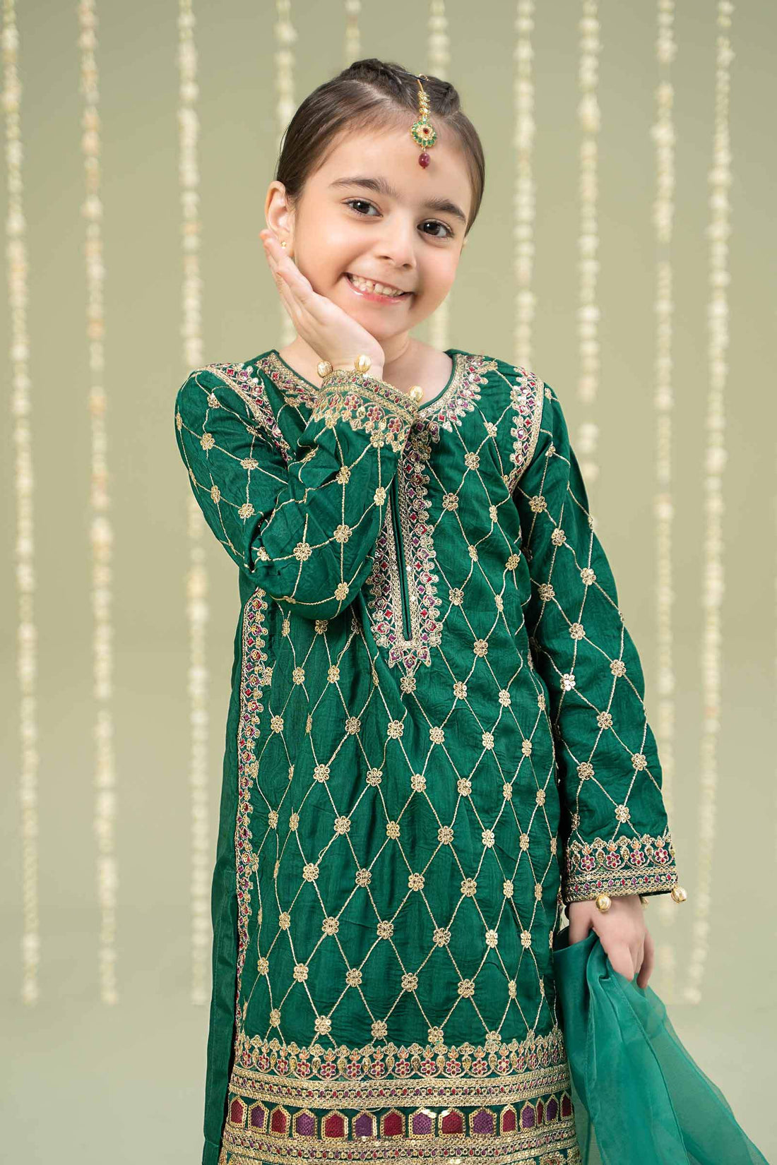 Maria B | Girls | MKS-W24-28 (Green) -  Maria B Maria B Kids - Original Designer Dress - House of Maryam