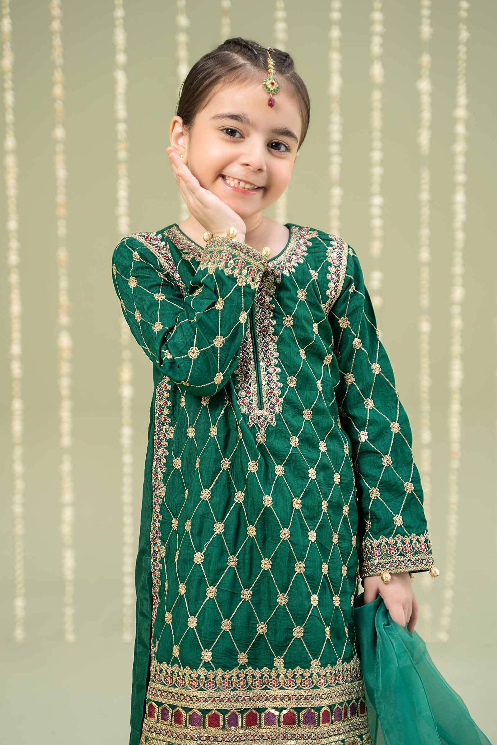 Maria B | Girls | MKS-W24-28 (Green) -  Maria B Maria B Kids - Original Designer Dress - House of Maryam