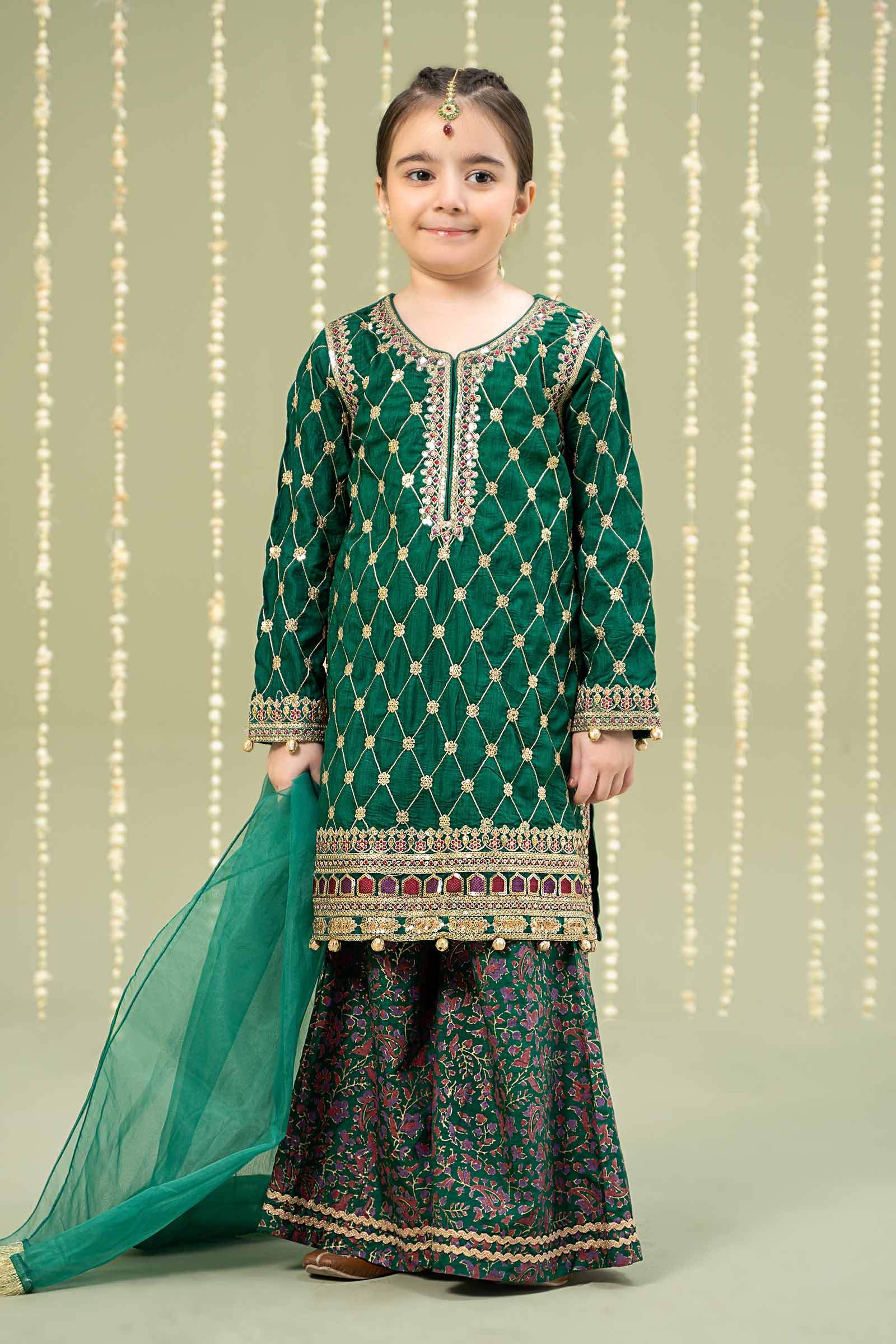 Maria B | Girls | MKS-W24-28 (Green) -  Maria B Maria B Kids - Original Designer Dress - House of Maryam