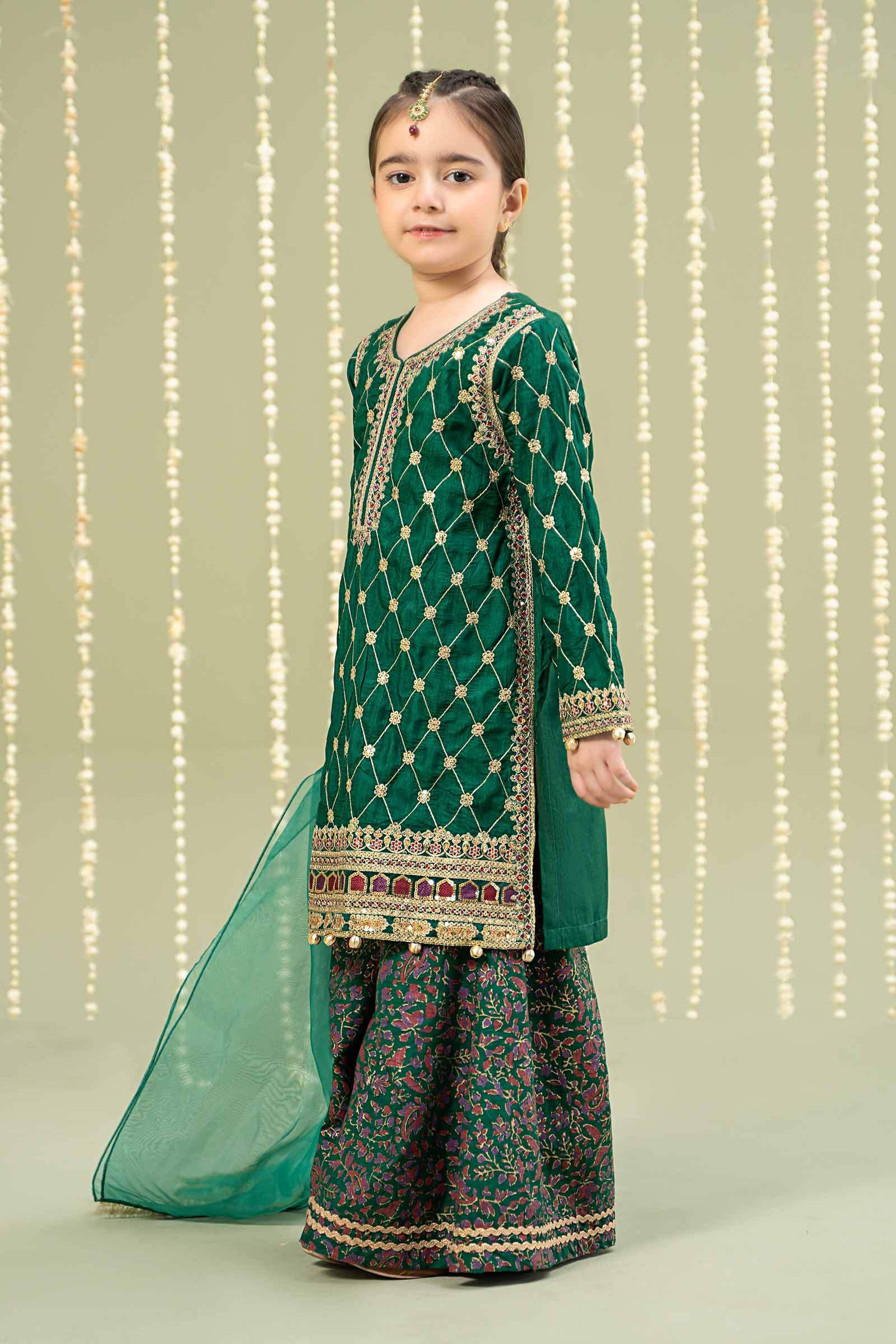 Maria B | Girls | MKS-W24-28 (Green) -  Maria B Maria B Kids - Original Designer Dress - House of Maryam