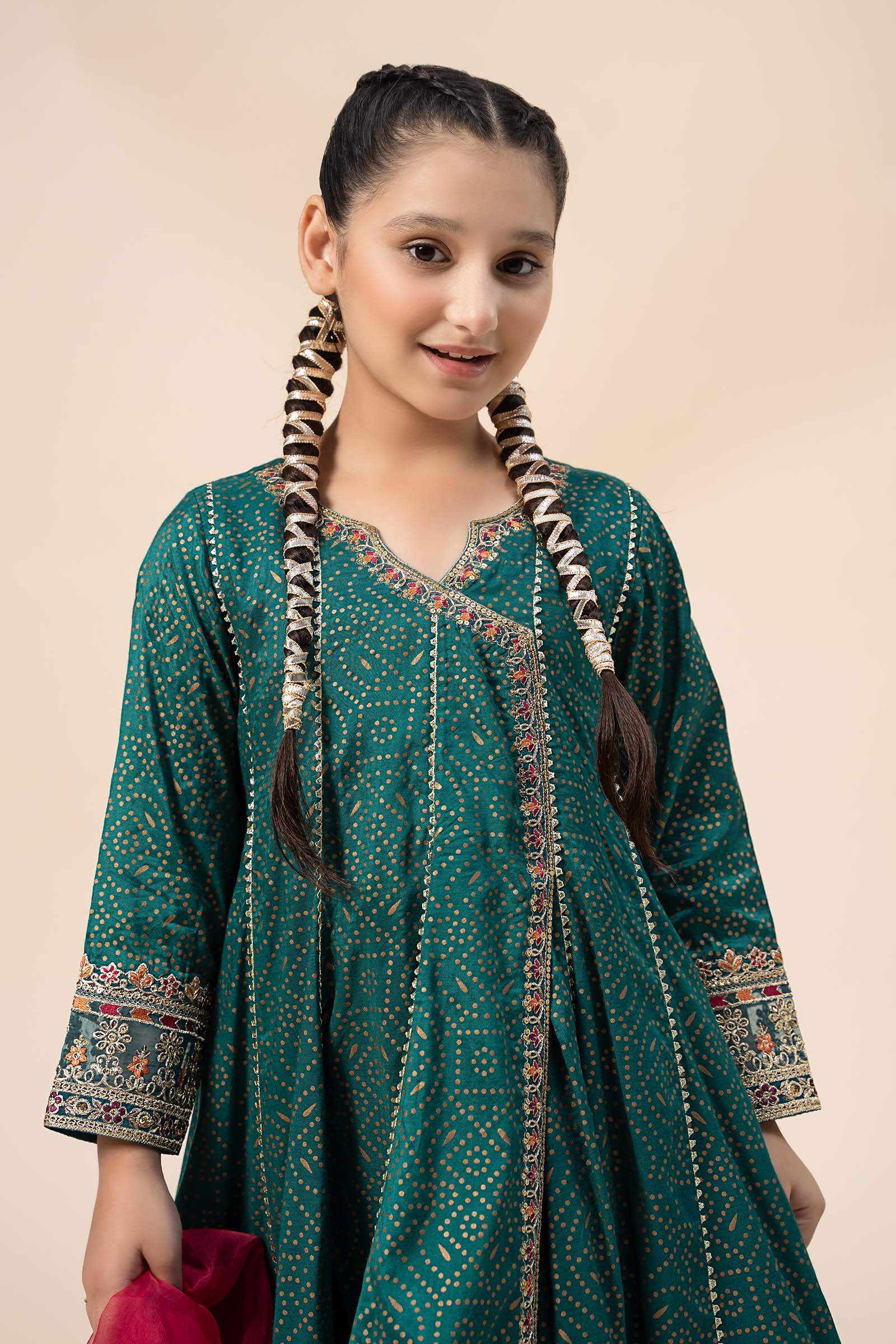 Maria B | Girls | MKS-W24-29 (Teal) -  Maria B Maria B Kids - Original Designer Dress - House of Maryam