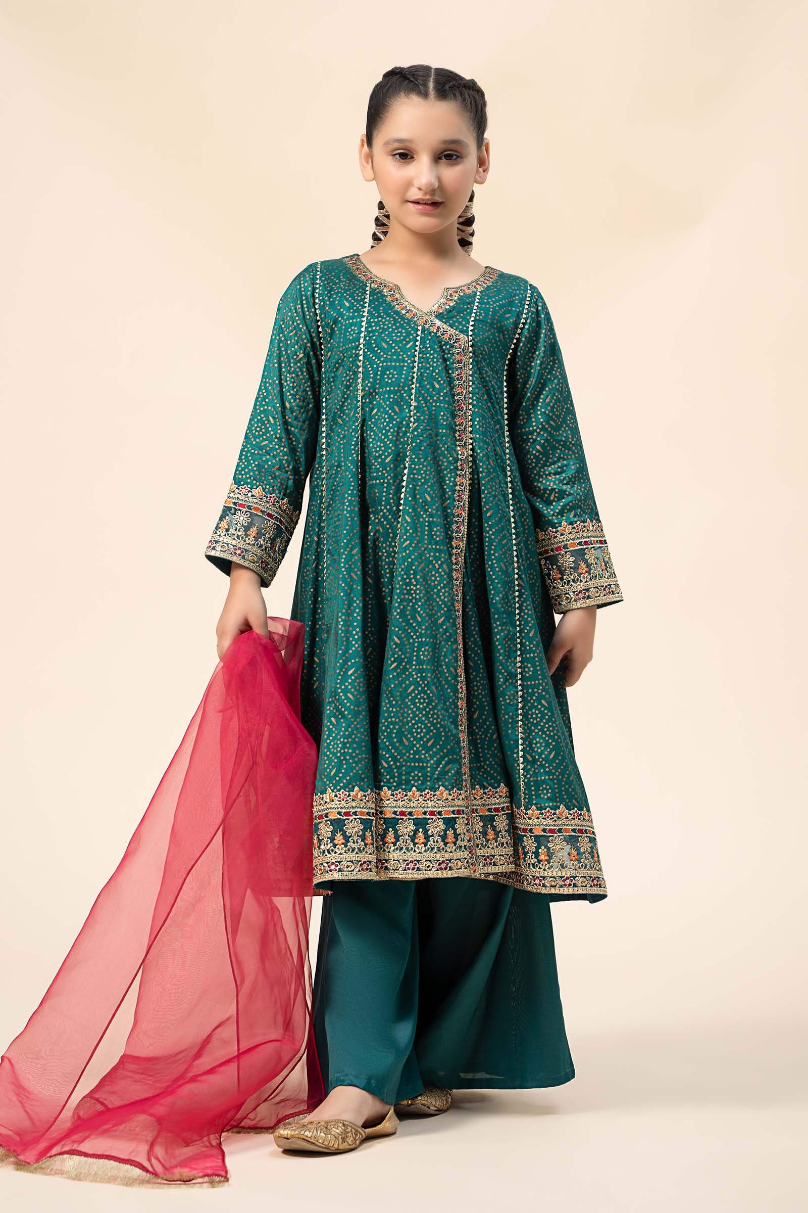 Maria B | Girls | MKS-W24-29 (Teal) -  Maria B Maria B Kids - Original Designer Dress - House of Maryam