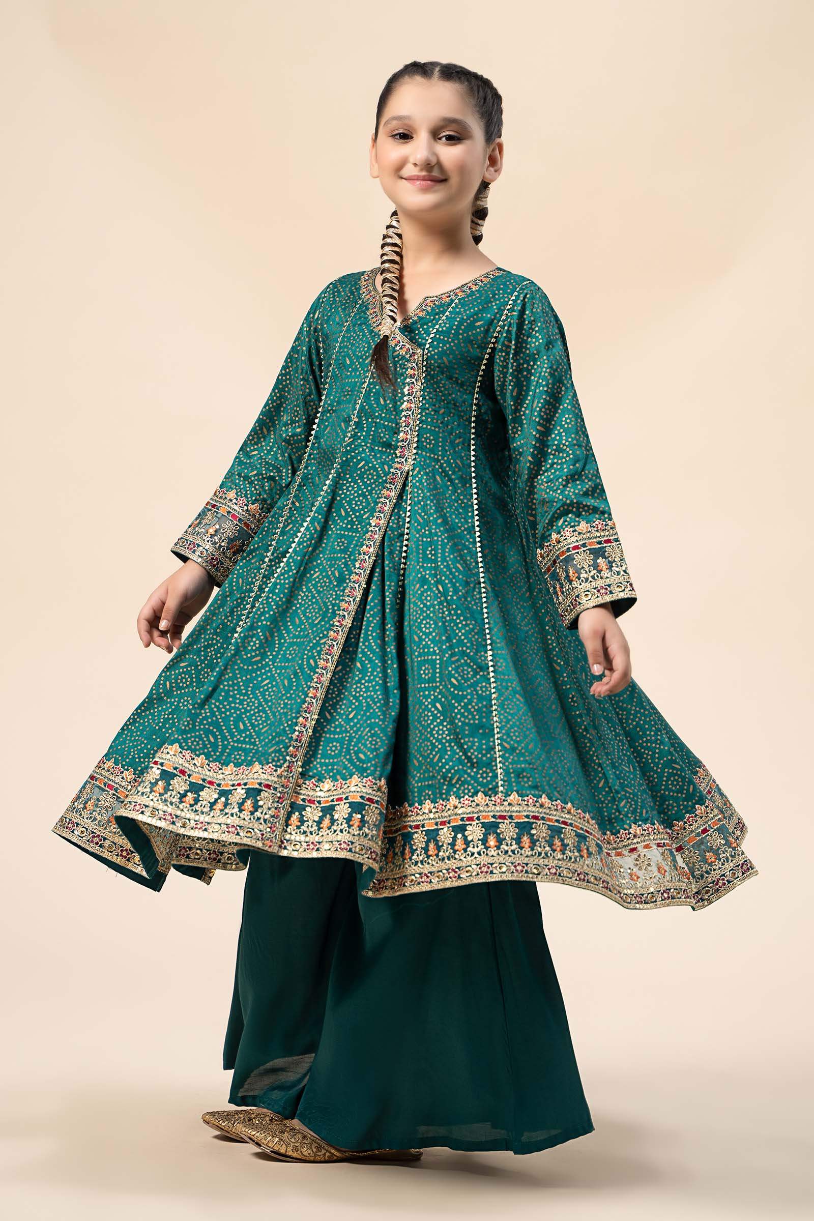 Maria B | Girls | MKS-W24-29 (Teal) -  Maria B Maria B Kids - Original Designer Dress - House of Maryam