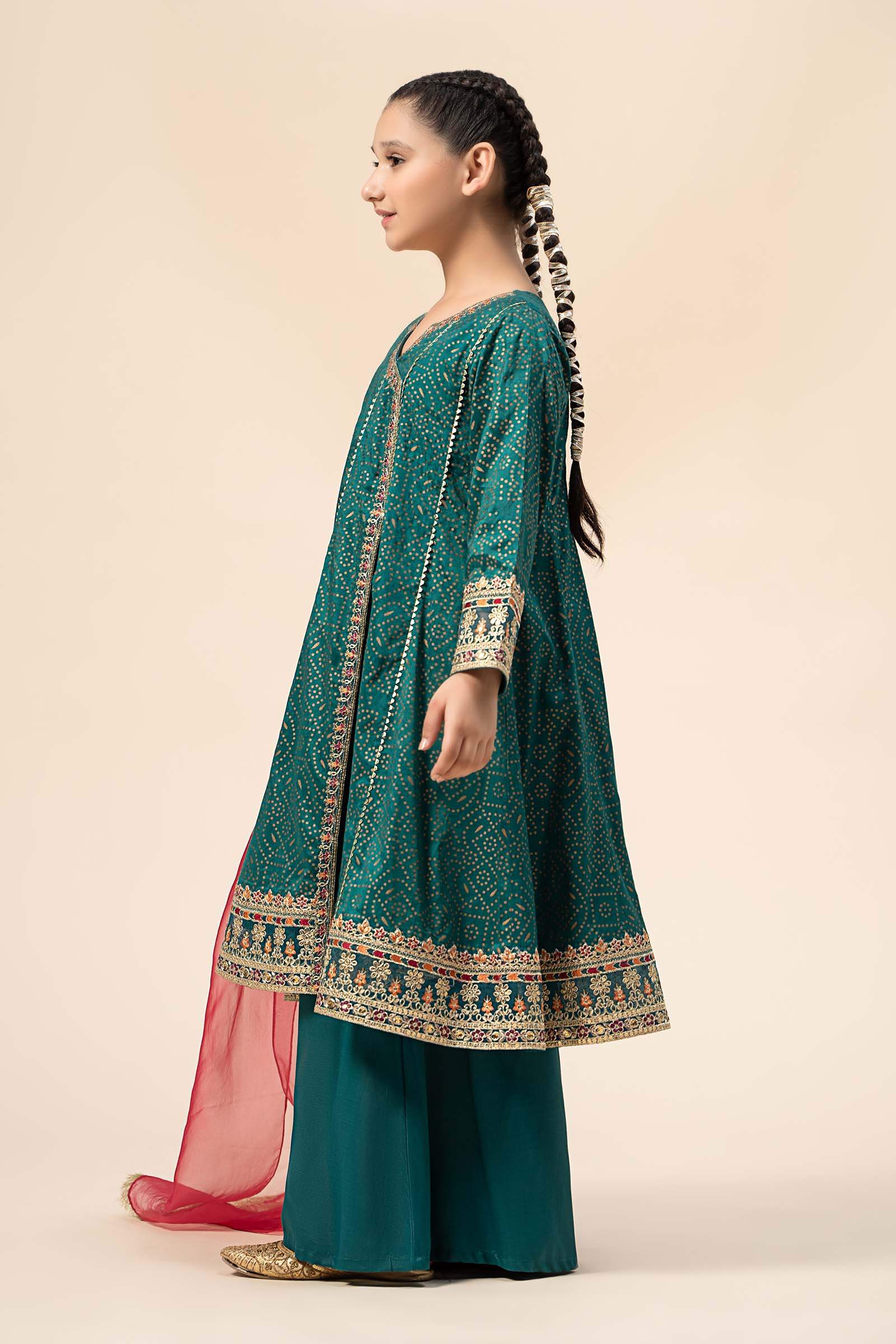 Maria B | Girls | MKS-W24-29 (Teal) -  Maria B Maria B Kids - Original Designer Dress - House of Maryam