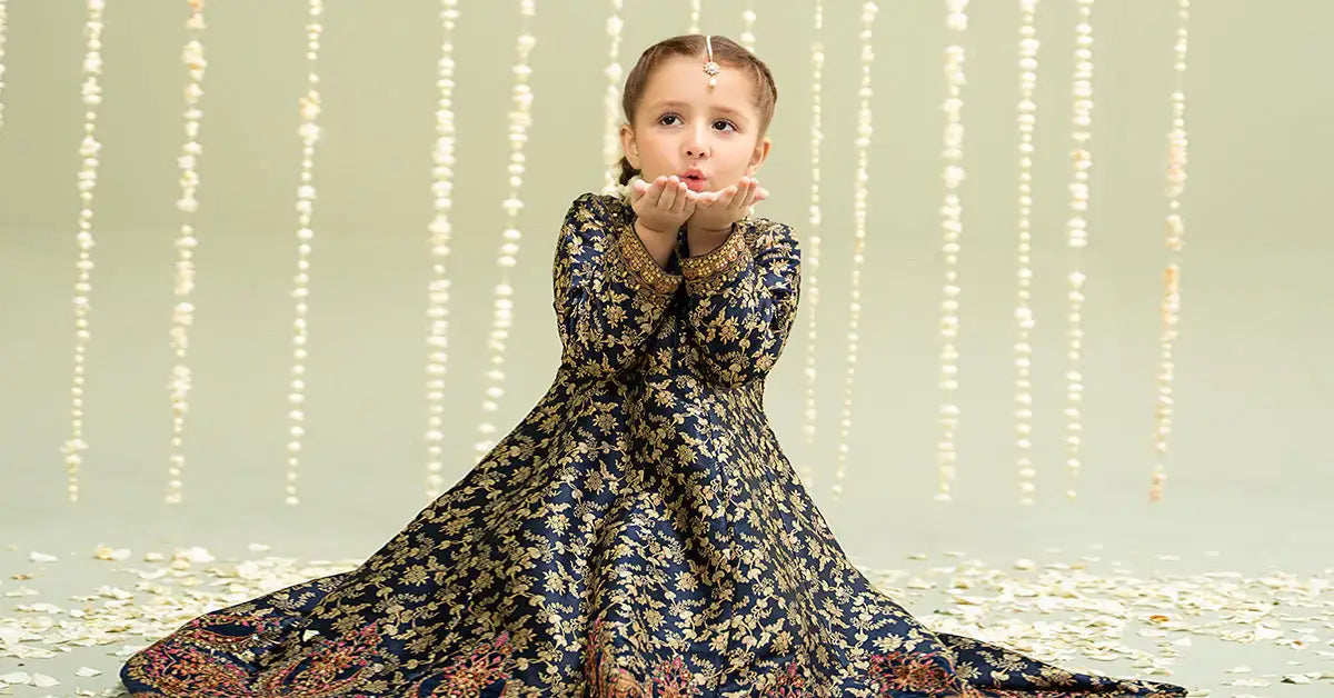 Maria B | Girls | MKS-W24-30 (Navy Blue) -  Maria B Maria B Kids - Original Designer Dress - House of Maryam
