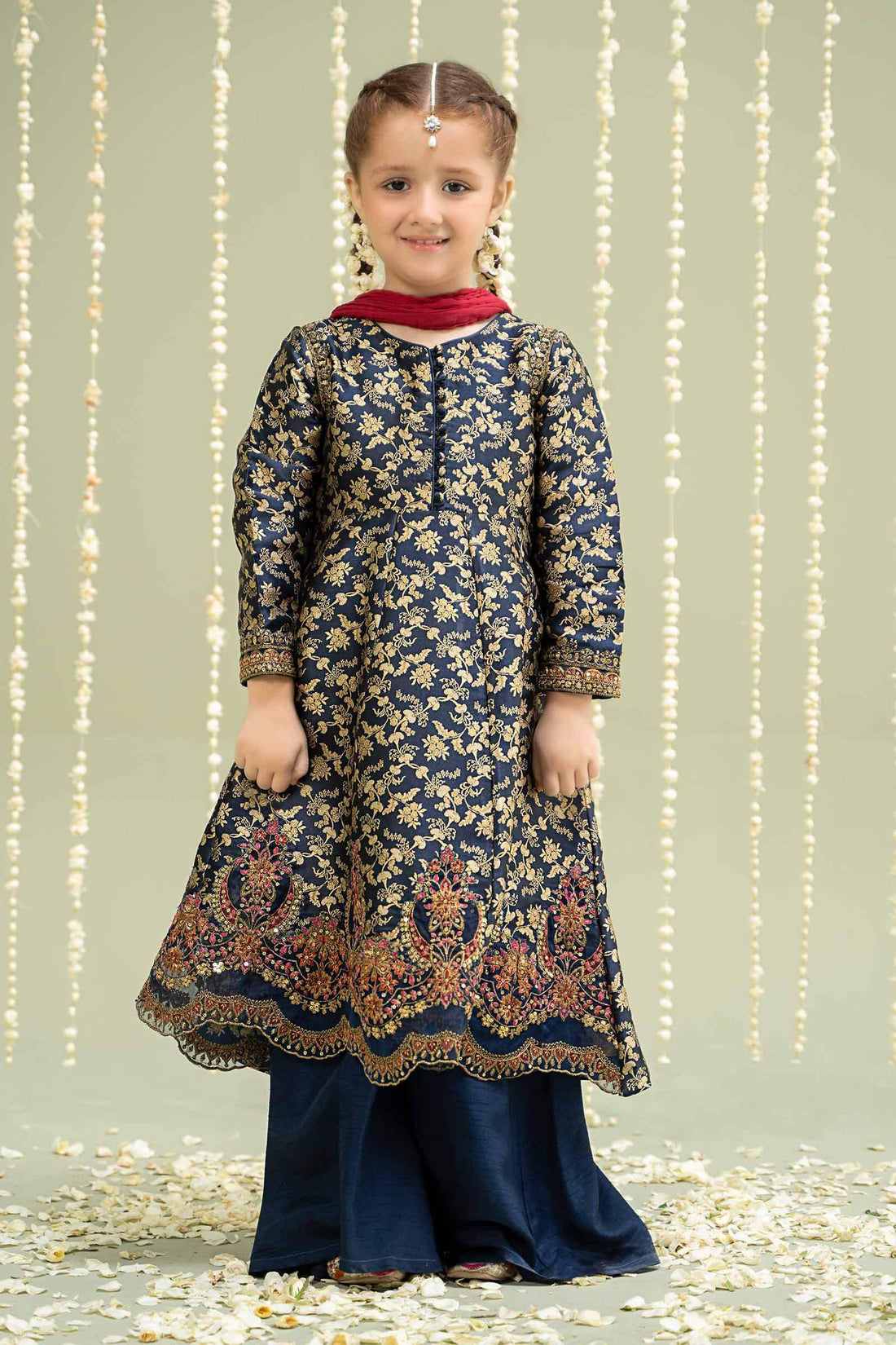 Maria B | Girls | MKS-W24-30 (Navy Blue) -  Maria B Maria B Kids - Original Designer Dress - House of Maryam