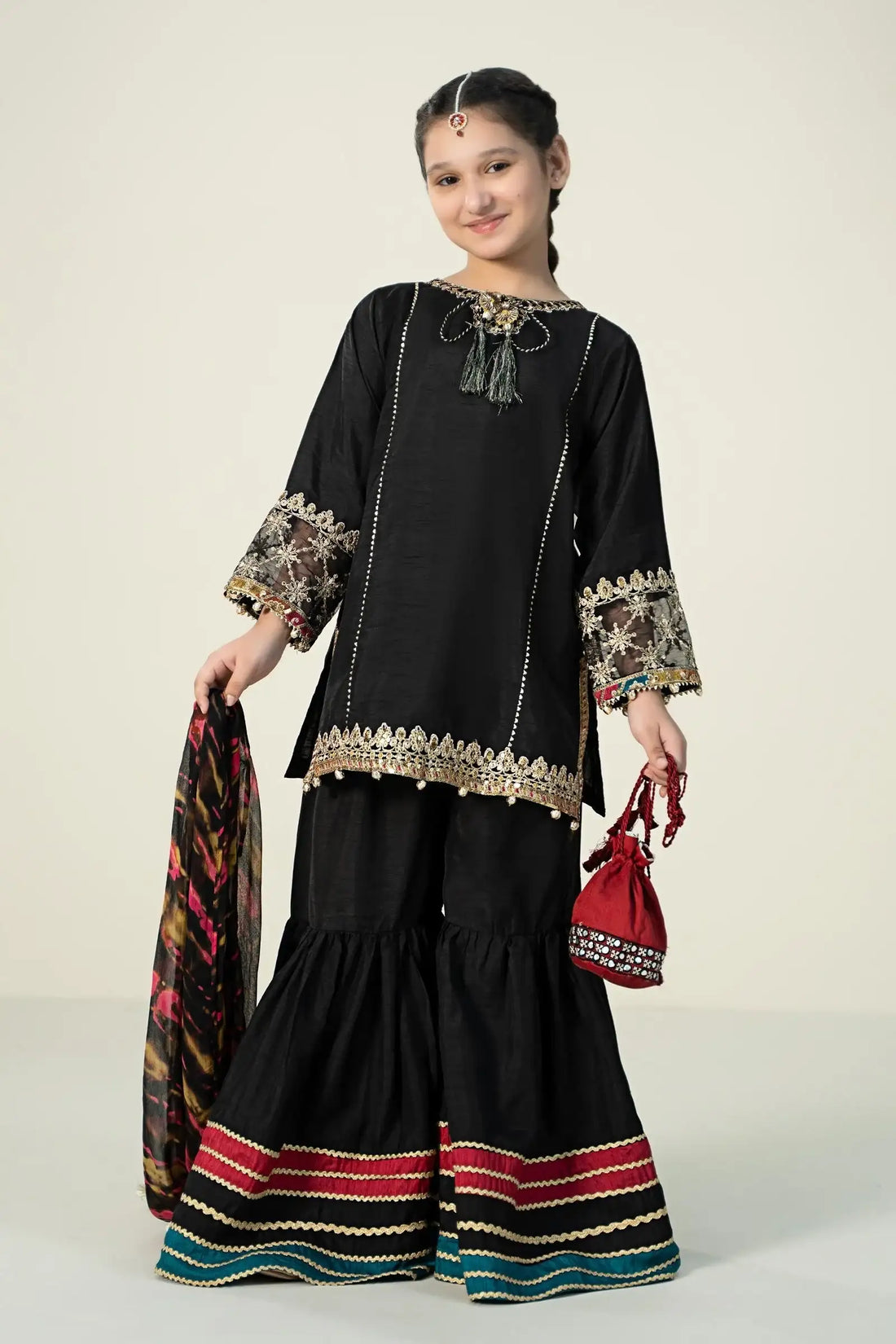 Maria B | Girls | MKS-W24-31 (Black) -  Maria B Maria B Kids - Original Designer Dress - House of Maryam