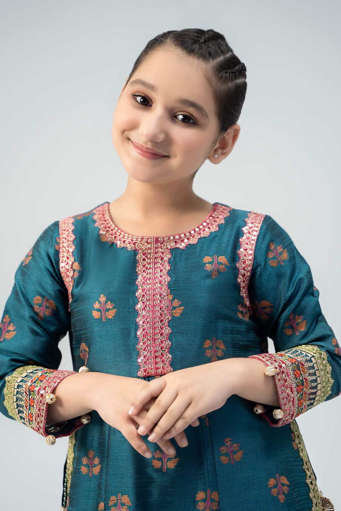 Maria B | Girls | MKS-W24-33 (Teal) -  Maria B Maria B Kids - Original Designer Dress - House of Maryam