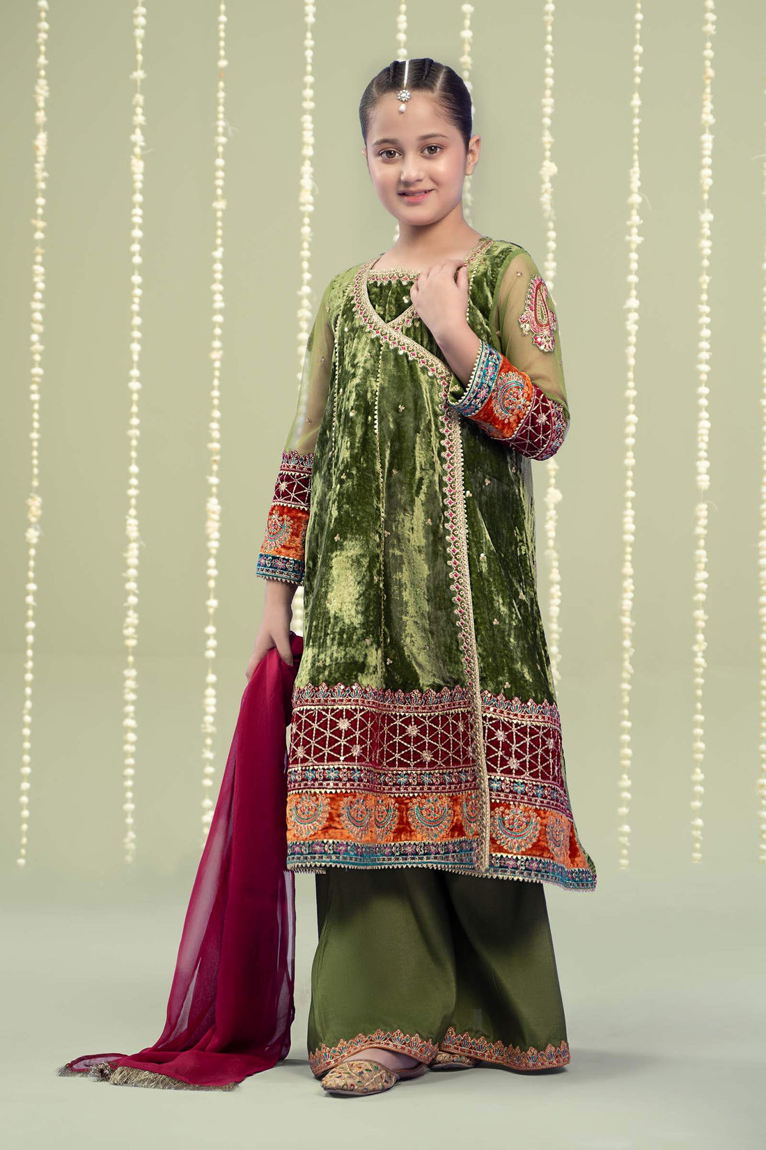 Maria B | Girls | MKS-W24-15 (Green) -  Maria B Maria B Kids - Original Designer Dress - House of Maryam