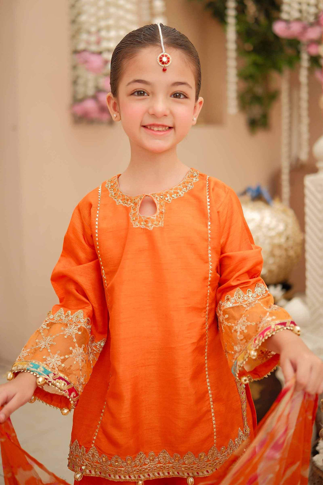 Maria B | Girls | MKS-W24-31 (Orange) -  Maria B Maria B Kids - Original Designer Dress - House of Maryam