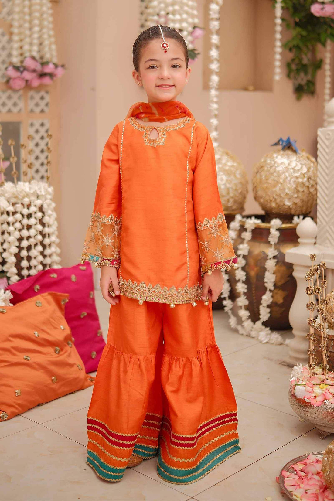 Maria B | Girls | MKS-W24-31 (Orange) -  Maria B Maria B Kids - Original Designer Dress - House of Maryam