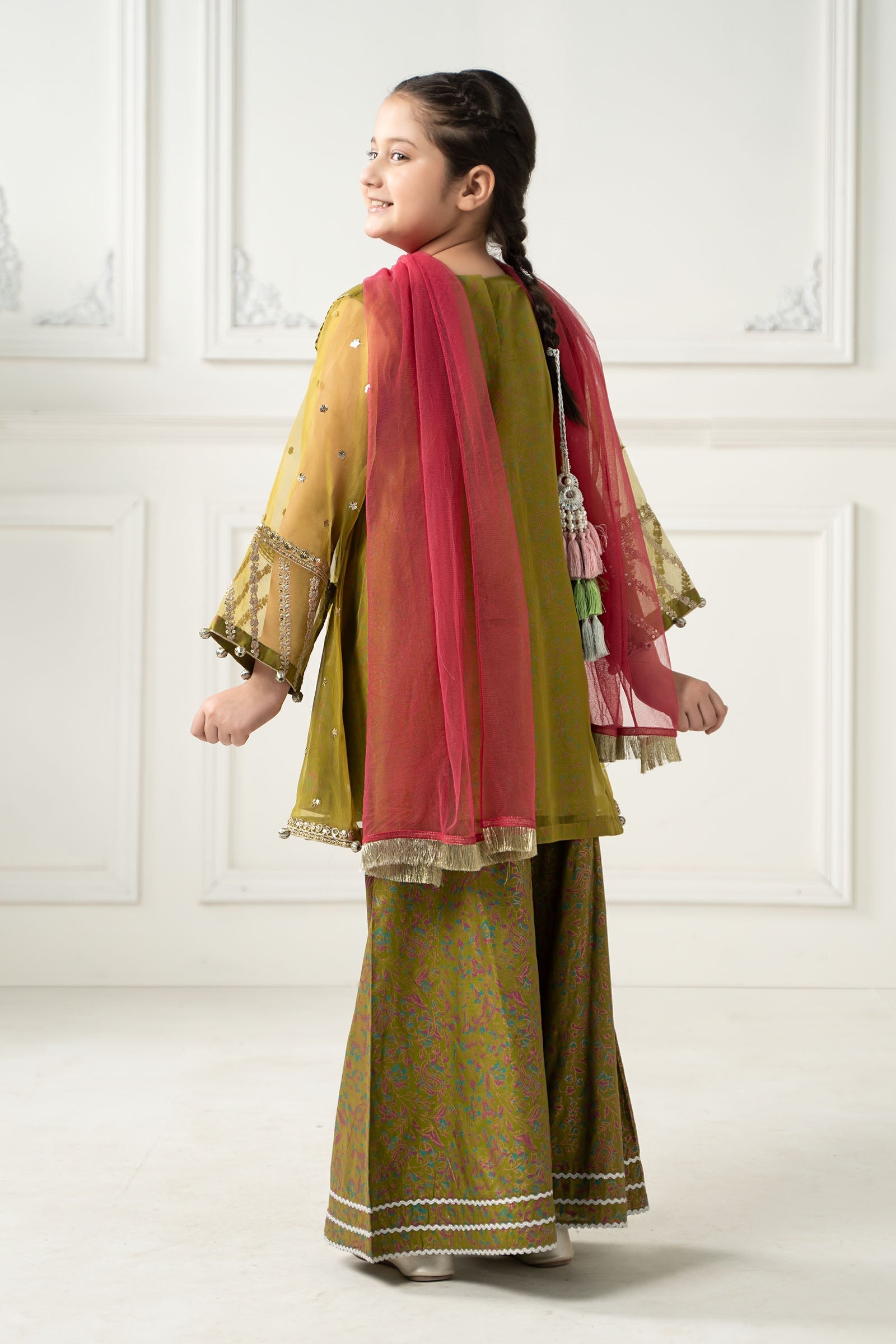 Maria B | Girls | MKS-EF25-11 (Olive Green) -  Maria B Maria B Kids - Original Designer Dress - House of Maryam