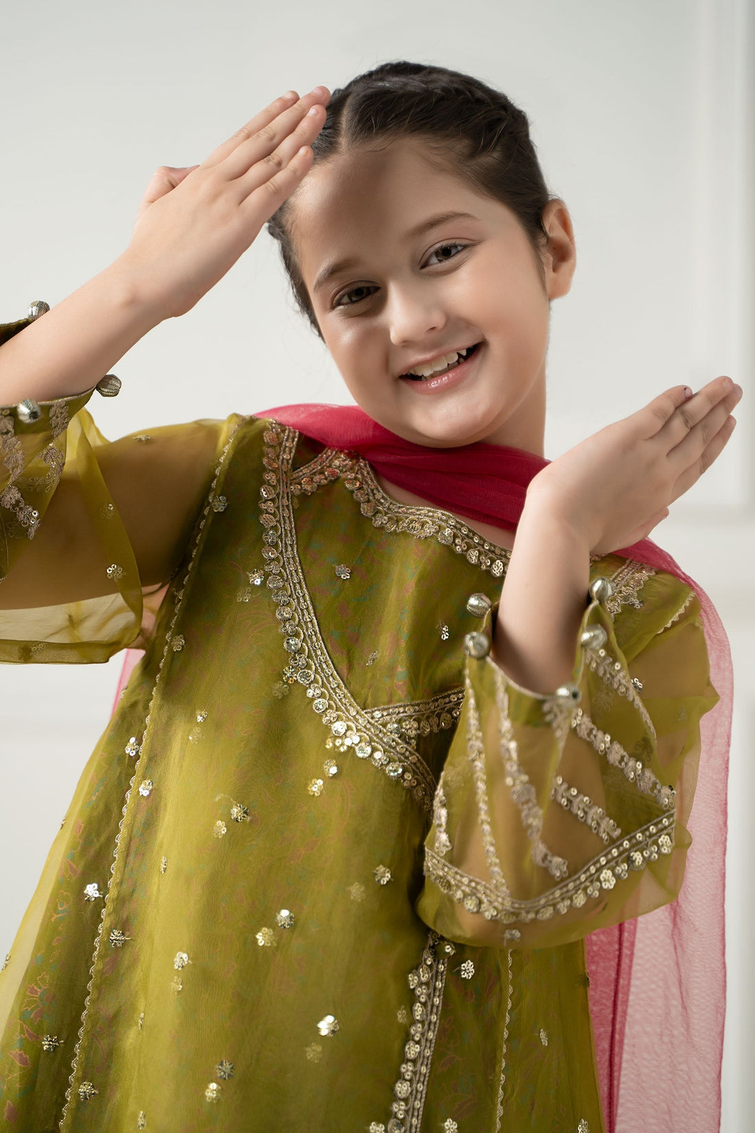 Maria B | Girls | MKS-EF25-11 (Olive Green) -  Maria B Maria B Kids - Original Designer Dress - House of Maryam