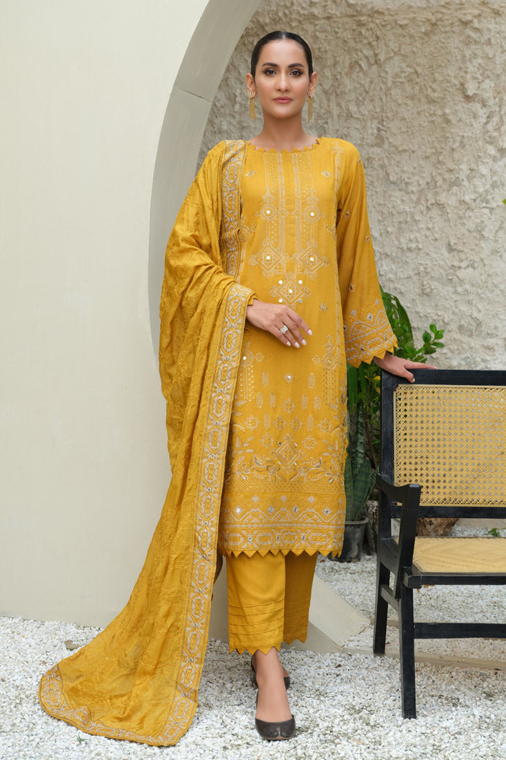Marjjan | Aangan Embroidered Viscose | SKC-100 (MUSTARD) - Official Marjjan - Agha Fabrics UK