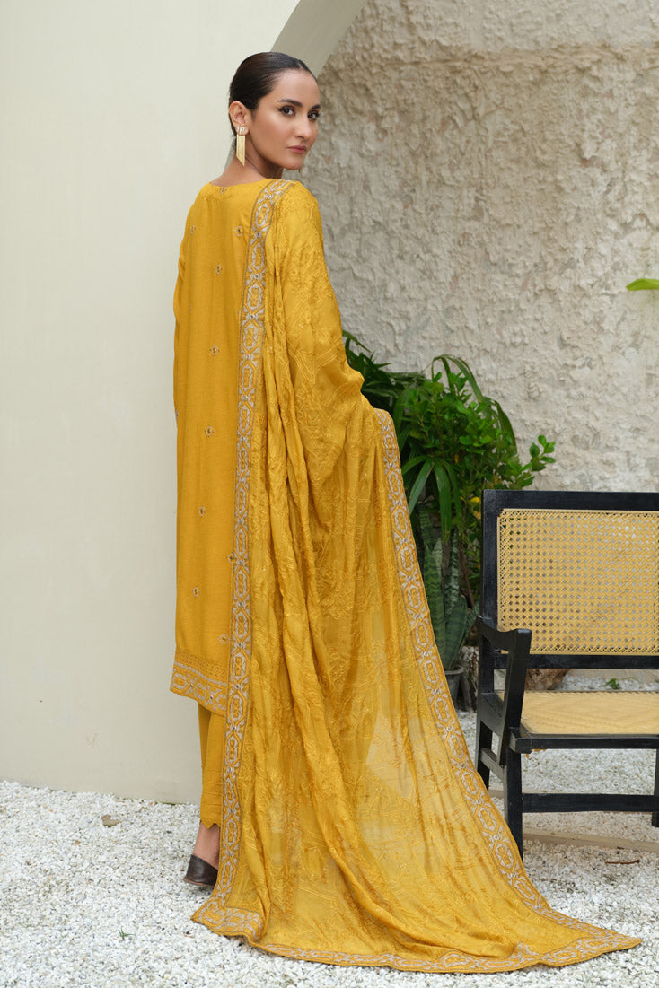 Marjjan | Aangan Embroidered Viscose | SKC-100 (MUSTARD) - Official Marjjan - Agha Fabrics UK