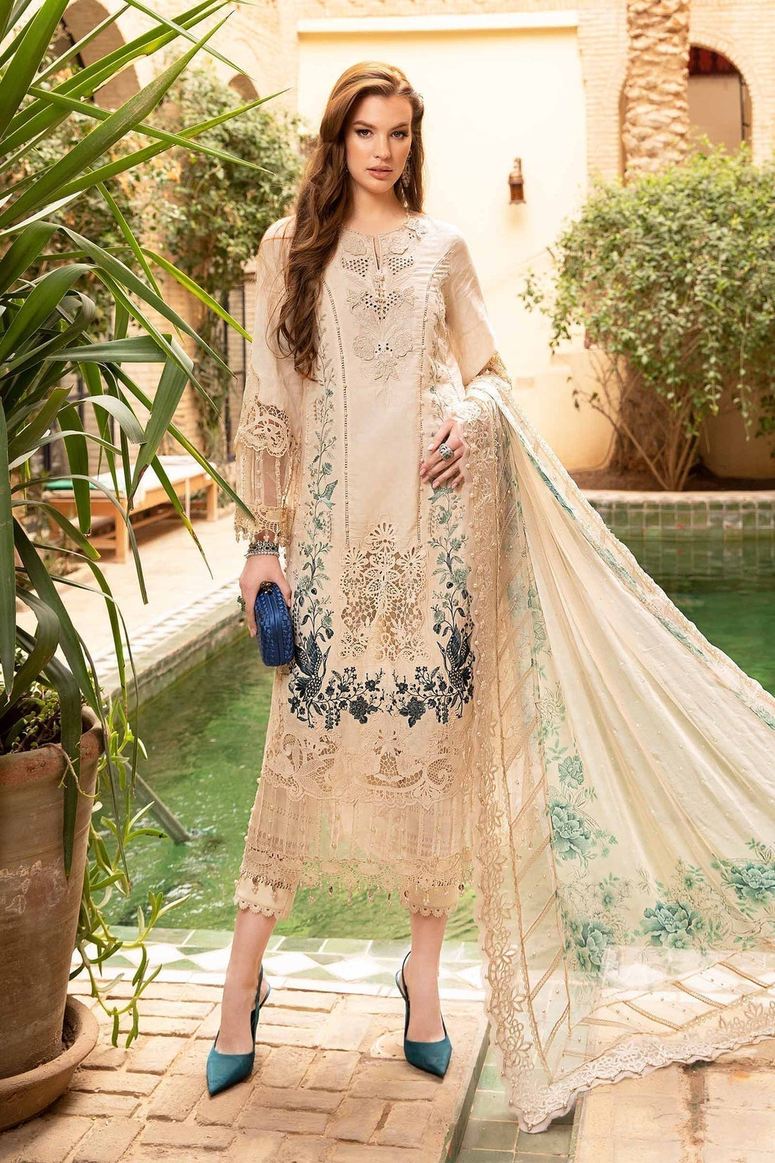 Maria B | Voyage a' Luxe Lawn | D-2414-B -  Maria B Luxury -  Agha Fabrics
