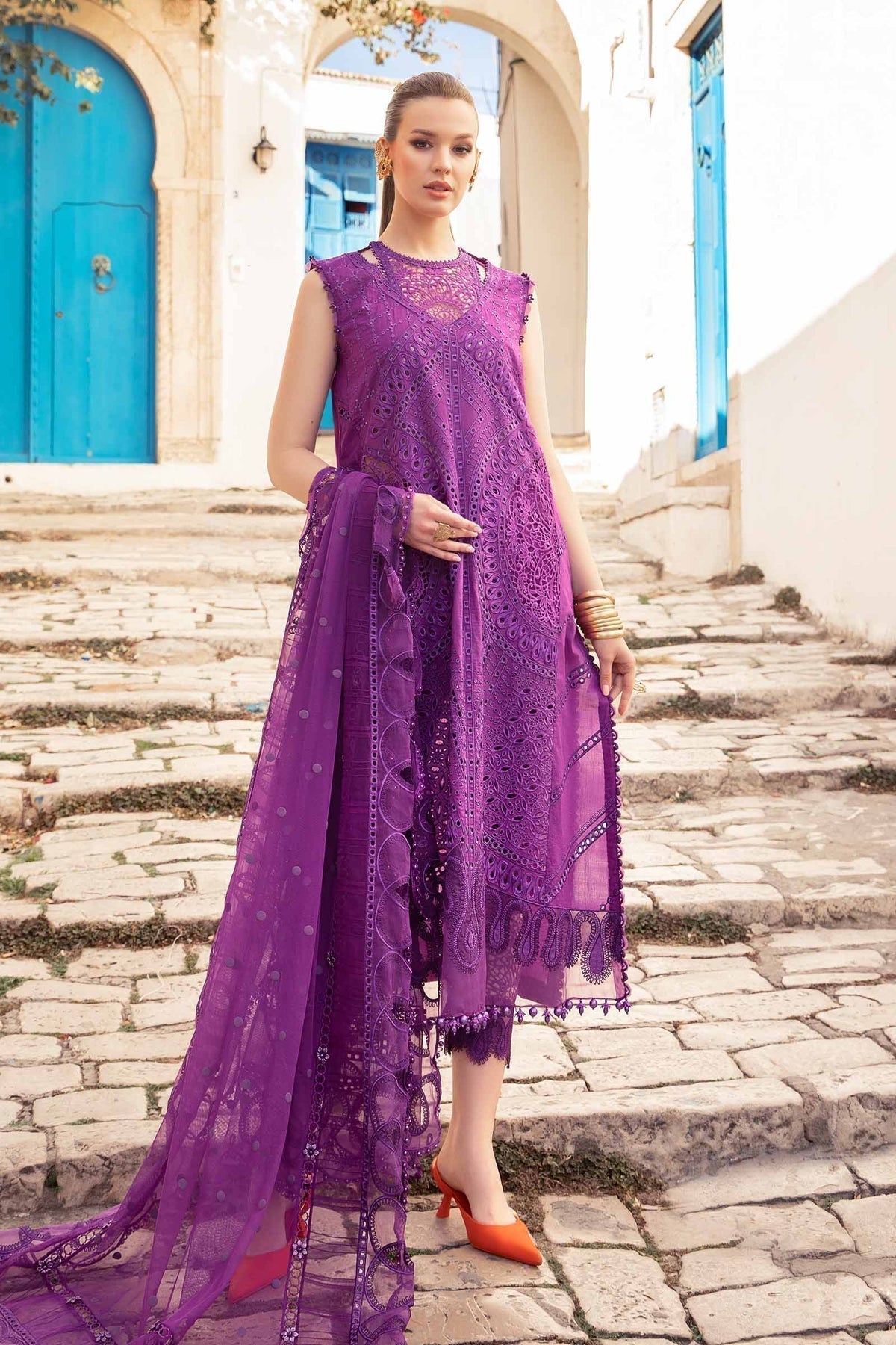 Maria B | Voyage a' Luxe Lawn | D-2402-B -  Maria B Luxury -  Agha Fabrics