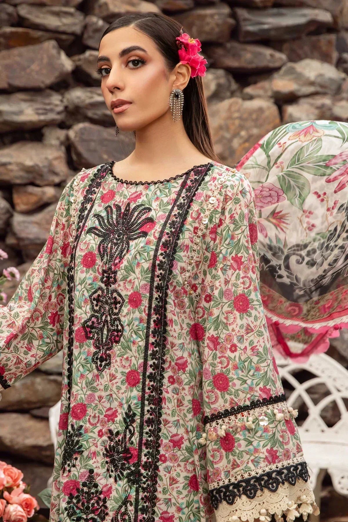 Maria B | M Prints Spring 24 | MPT-2113-A -  Maria B Luxury -  Agha Fabrics