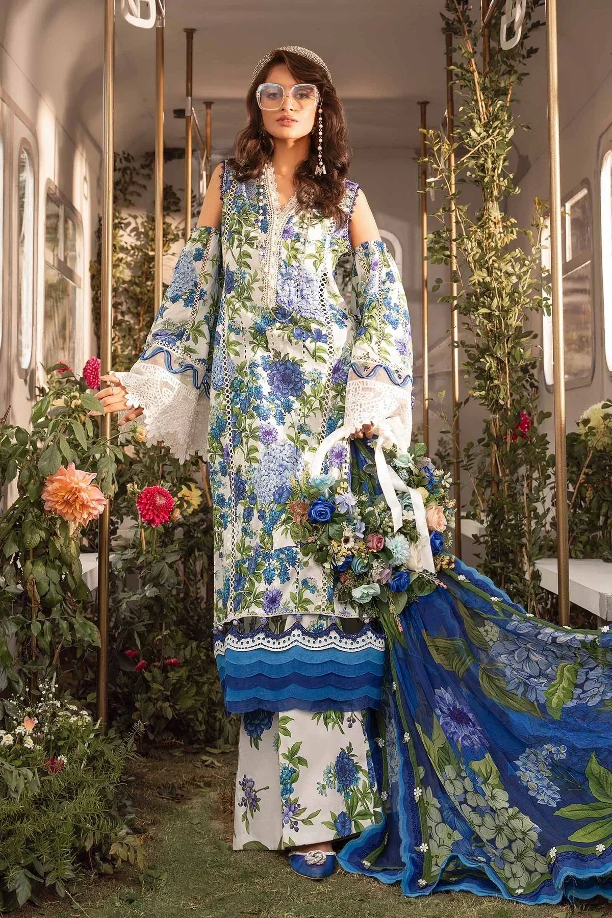 Maria B | M Prints Spring 24 | MPT-2102-B -  Maria B Luxury -  Agha Fabrics