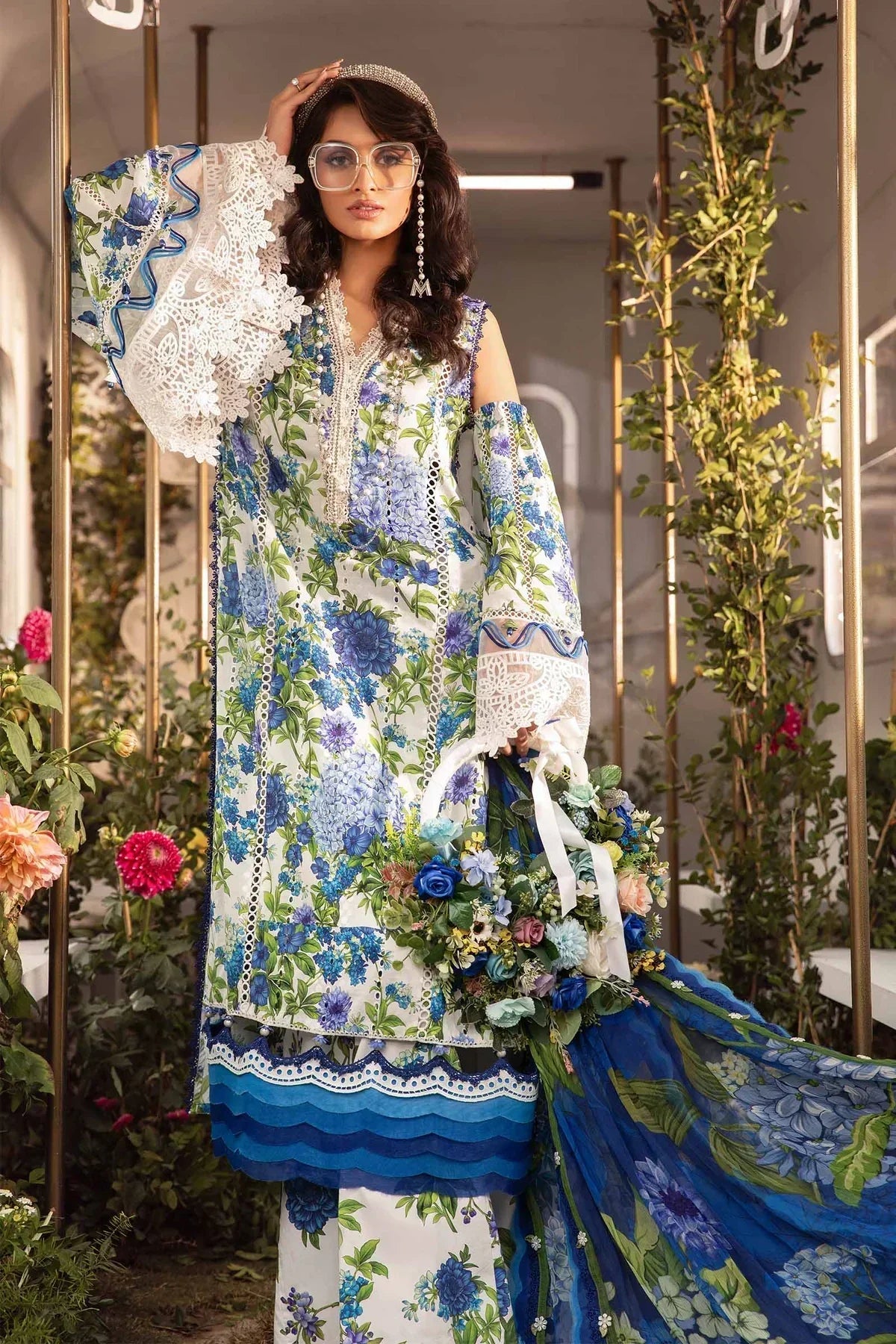 Maria B | M Prints Spring 24 | MPT-2102-B -  Maria B Luxury -  Agha Fabrics