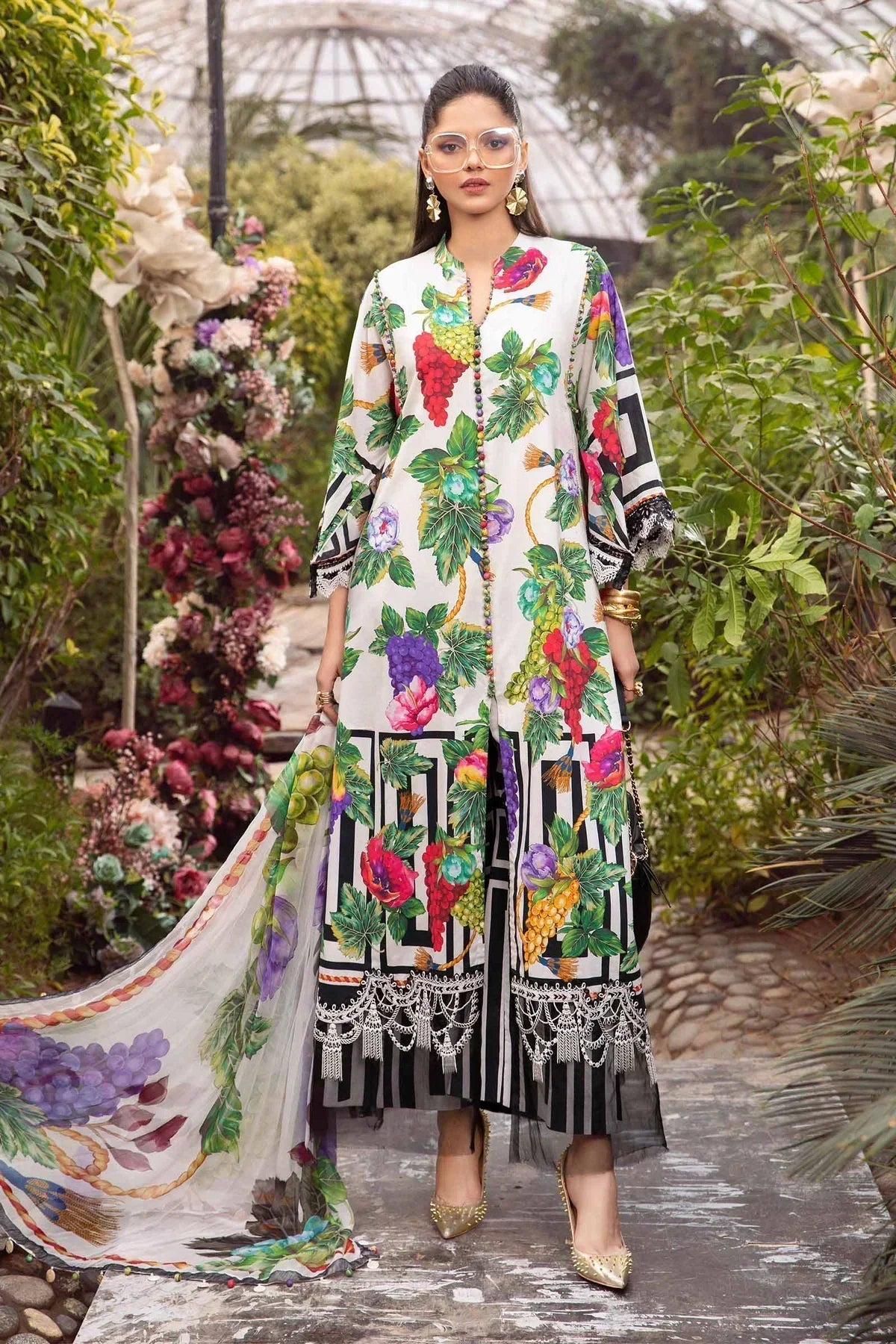 Maria B | M Prints Spring 24 | MPT-2108-A -  Maria B Luxury -  Agha Fabrics