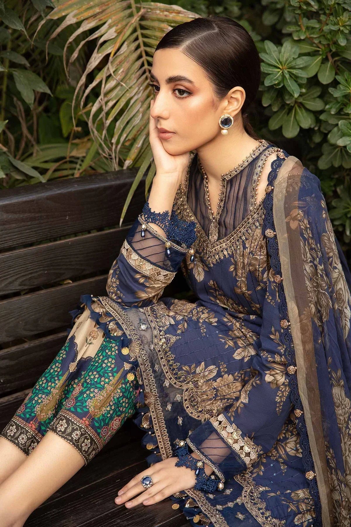Maria B | M Prints Spring 24 | MPT-2110-B -  Maria B Luxury -  Agha Fabrics