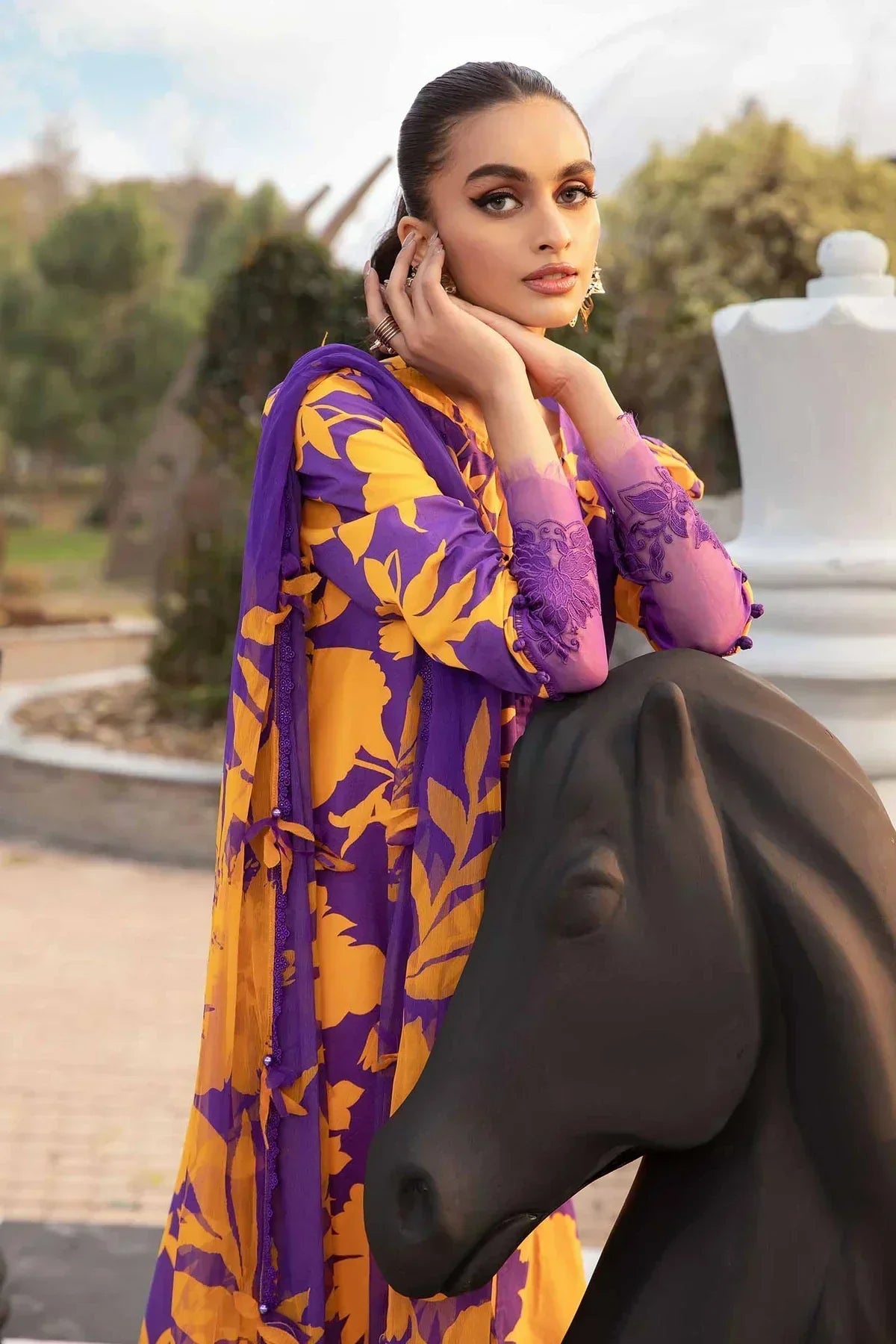 Maria B | M Prints Spring 24 | MPT-2111-A -  Maria B Luxury -  Agha Fabrics